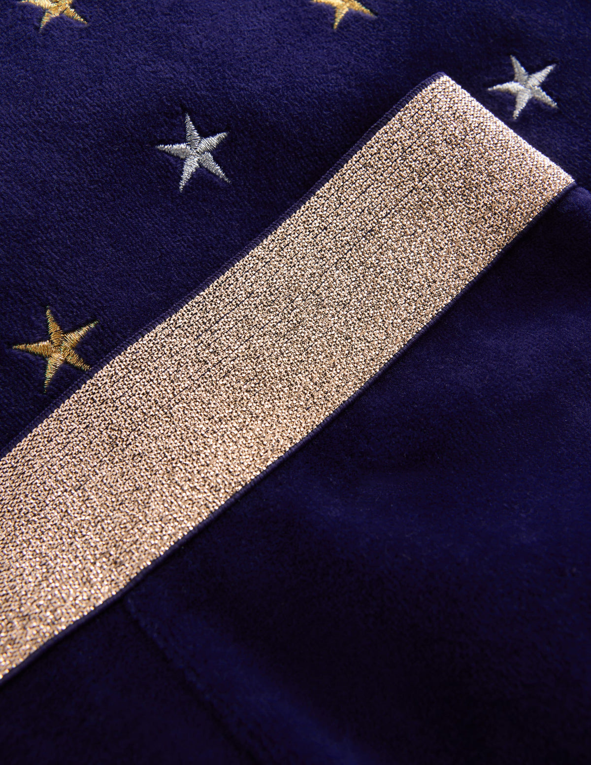 Ausgestellte Samtleggings-Marineblau Bestickt Sterne - Image 3
