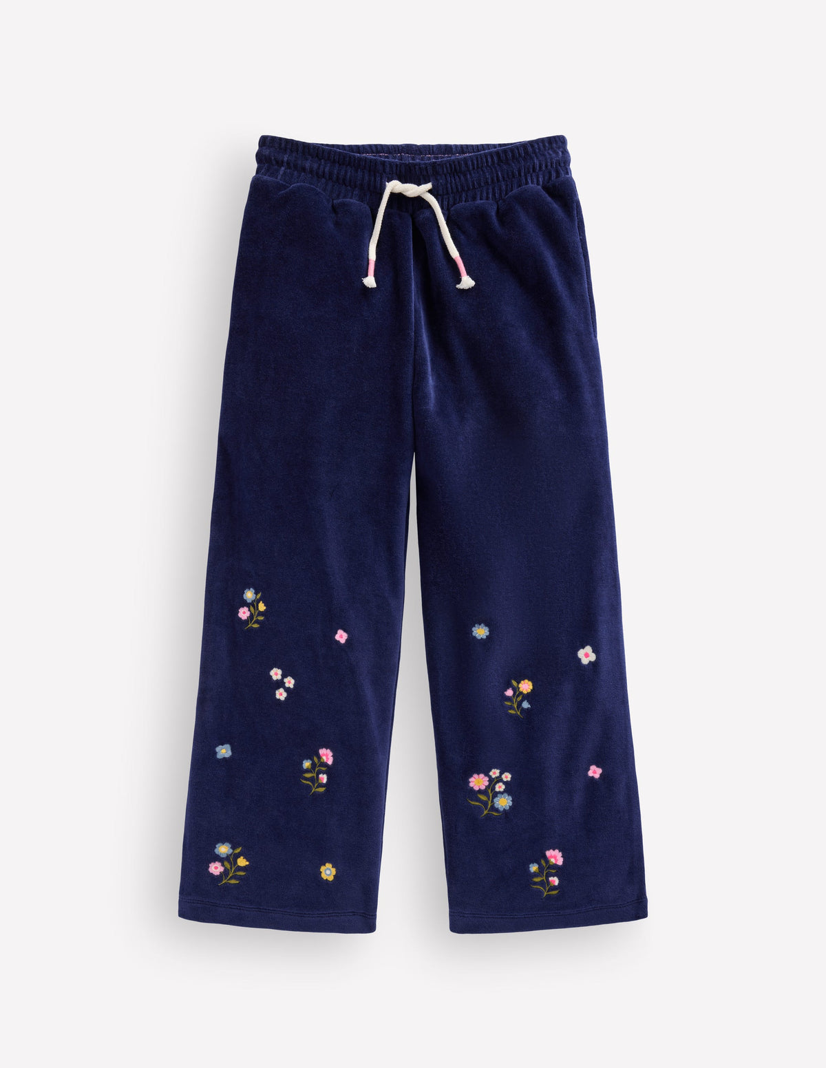 Velours-Jogginghose mit weitem Bein-Navy, Stickerei-2