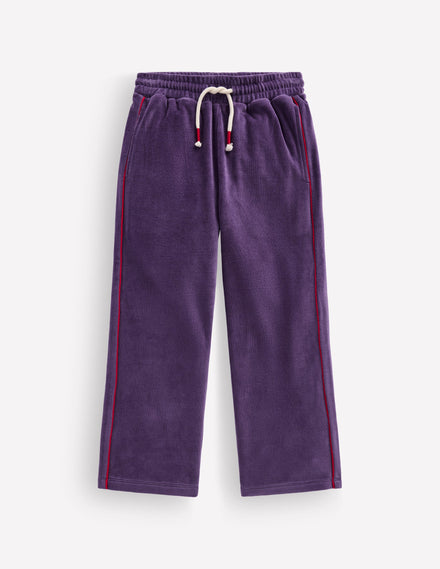 Velours-Jogginghose mit weitem Bein-Mystisches Violett