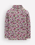 Top à col roulé et détails en dentelle-Motif floral gravé ivoire/rose