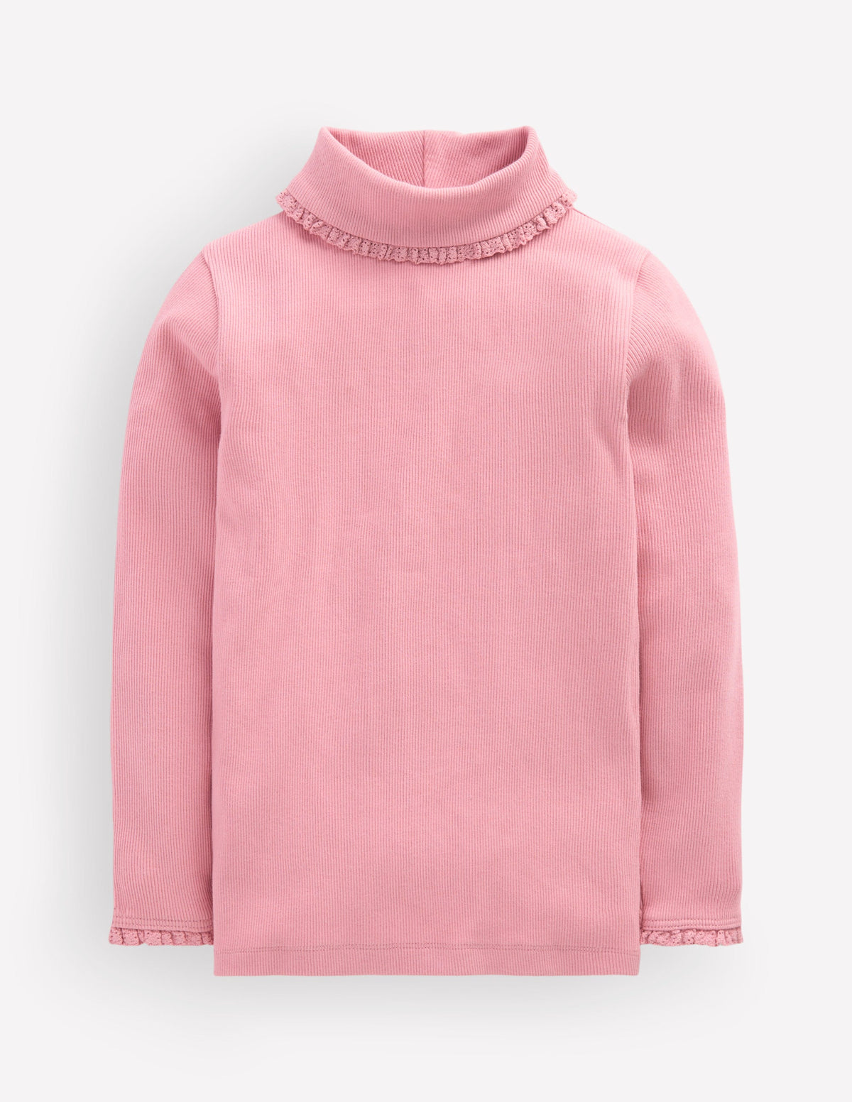 Oberteil mit Rollkragen und Spitzenbesatz-Vintage-Rosa - Image 1