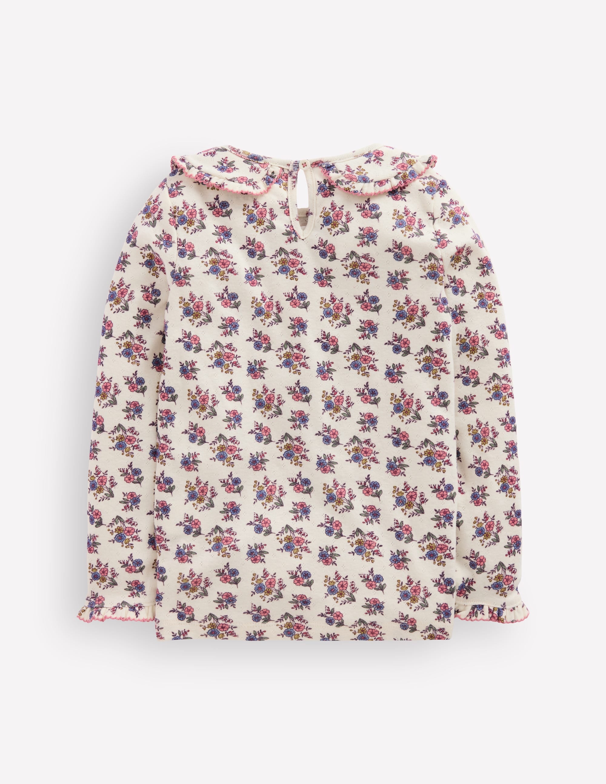Collared Pointelle Top-Papyrus Sprouting Garden - Image 4