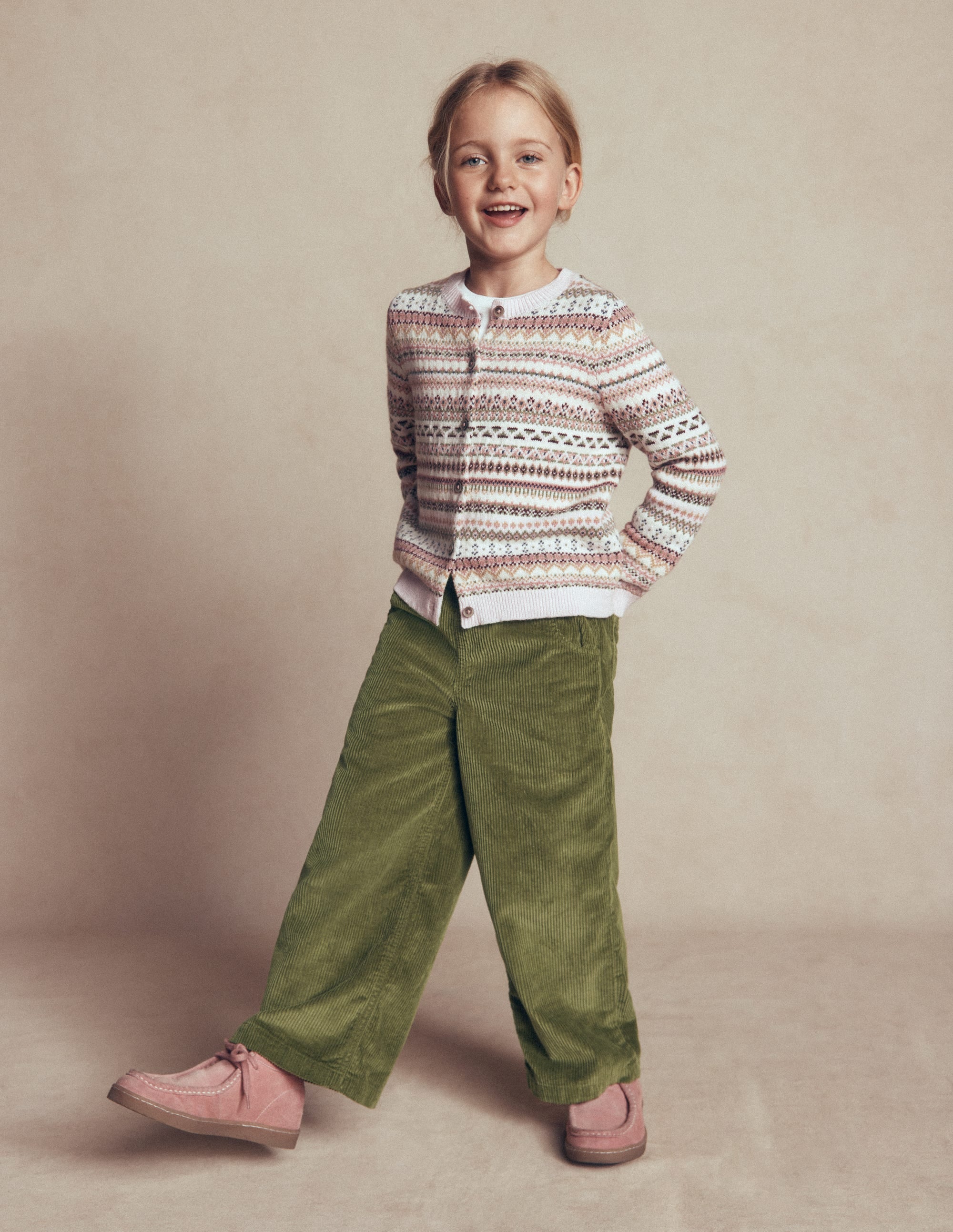 Cordhose mit Kordelzug-Olivgrün Cord - Image 1
