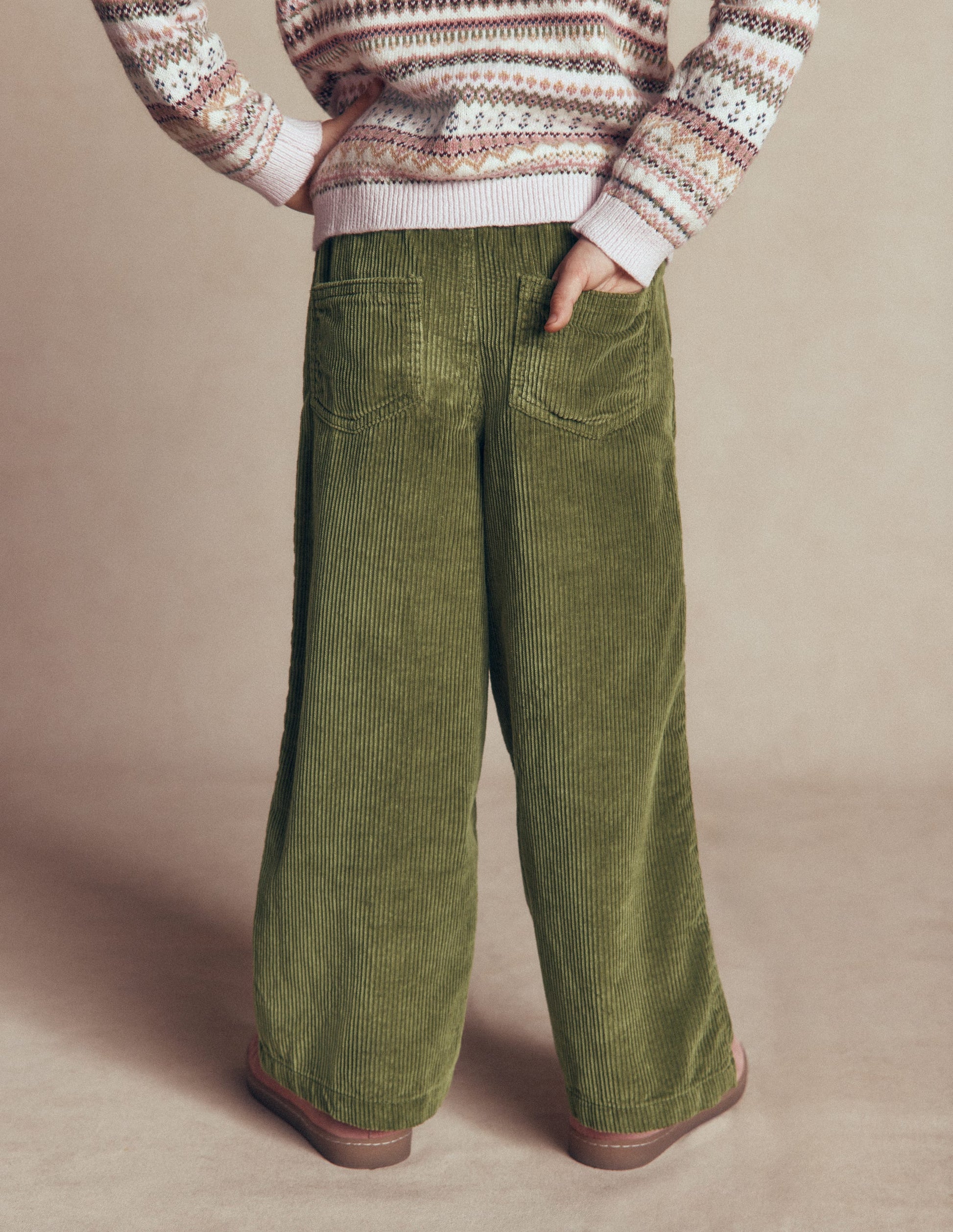 Cordhose mit Kordelzug-Olivgrün Cord-2