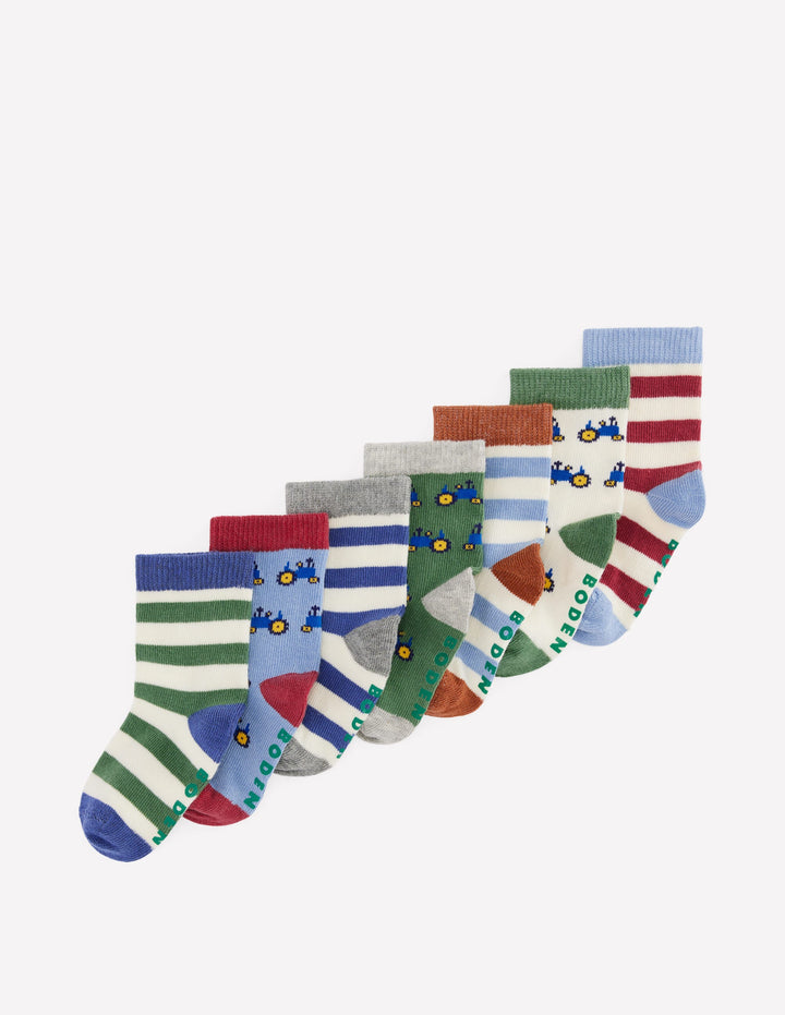 Babysocken im 7er-Pack-Traktoren