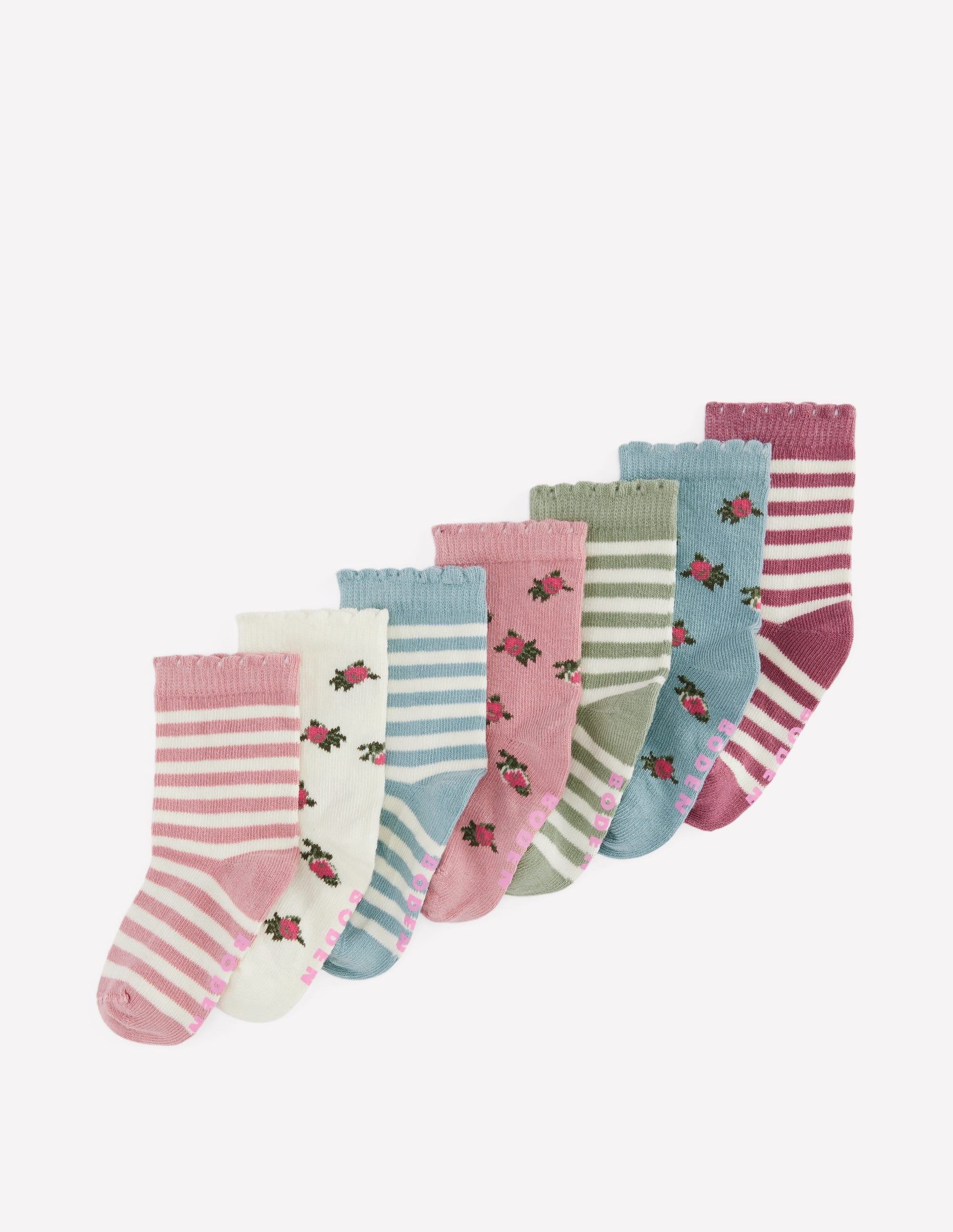 7 paires de chaussettes bébé-Rayé à Fleurs - Image 1