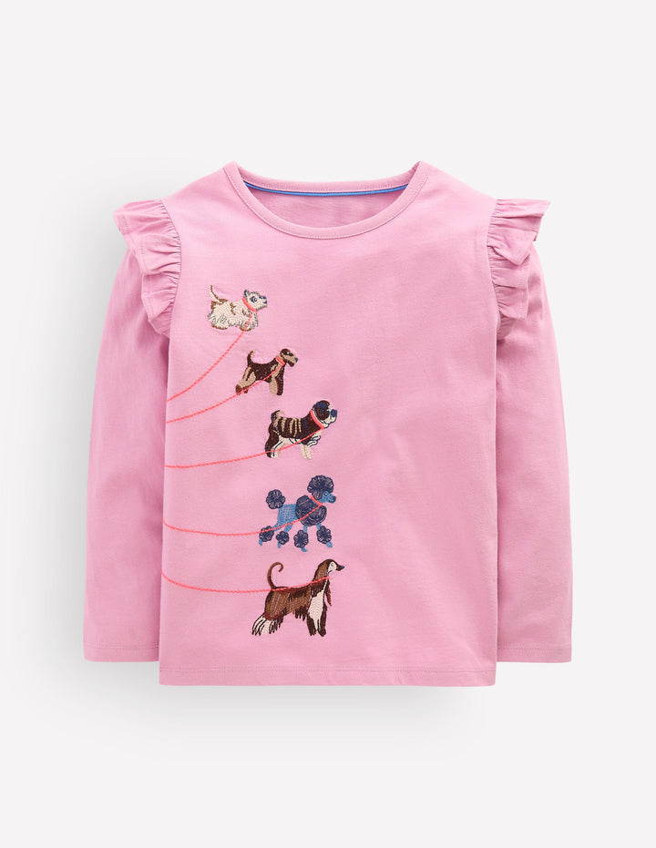 Langarmshirt mit Superstich-Design-Sanftes Lavendel Hunde