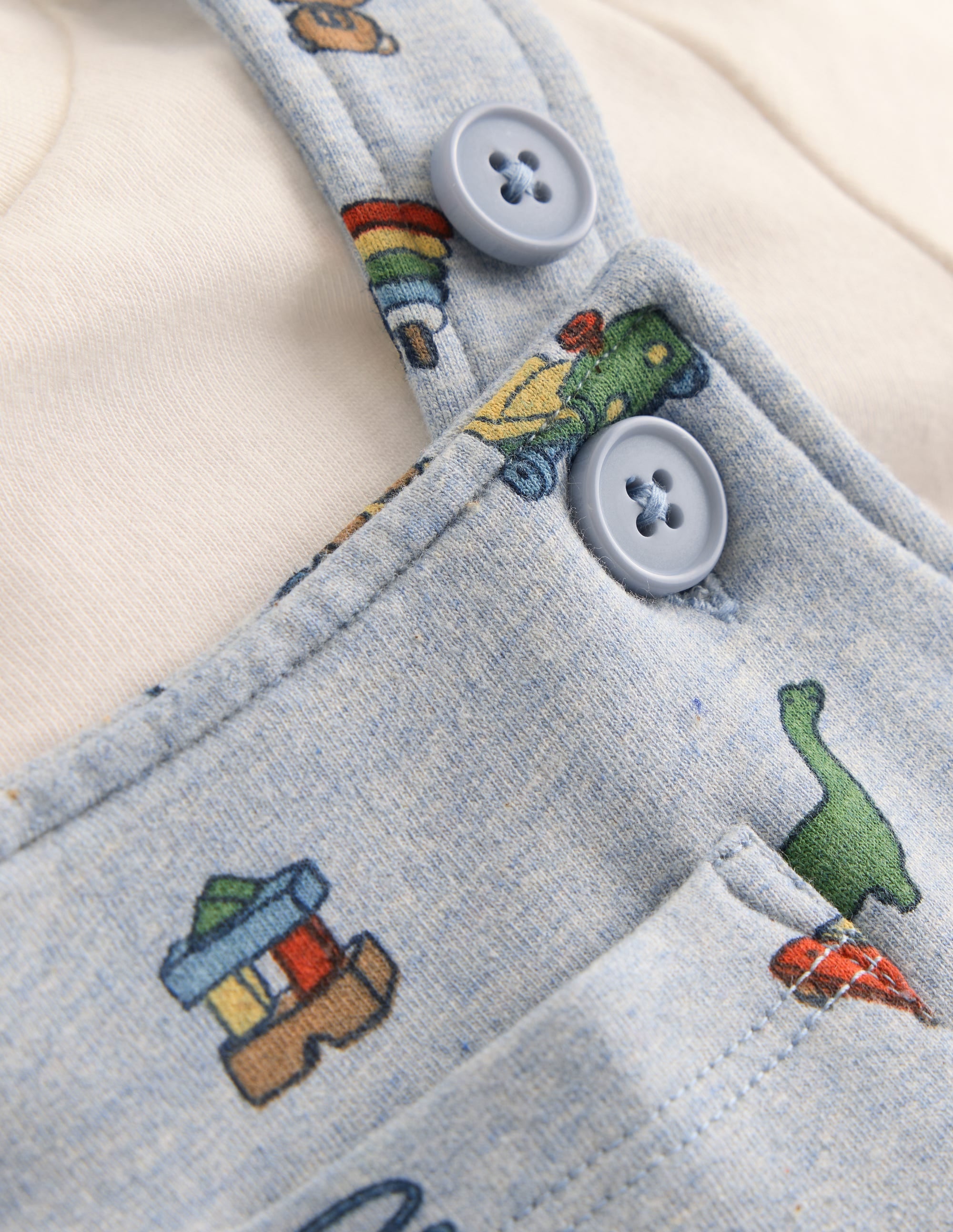 Jersey Dungarees Set-Blue Marl Playroom Print - Image 3
