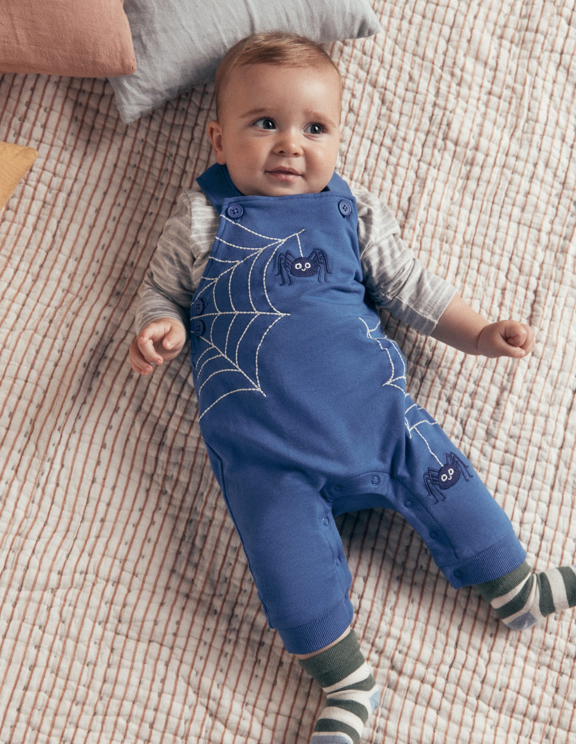 Latzhosen-Set aus Jersey-Dunkelblau Spinnennetze-2