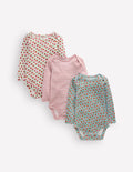 Pointelle-Bodys im 3er-Pack-Bunt Blumenmuster