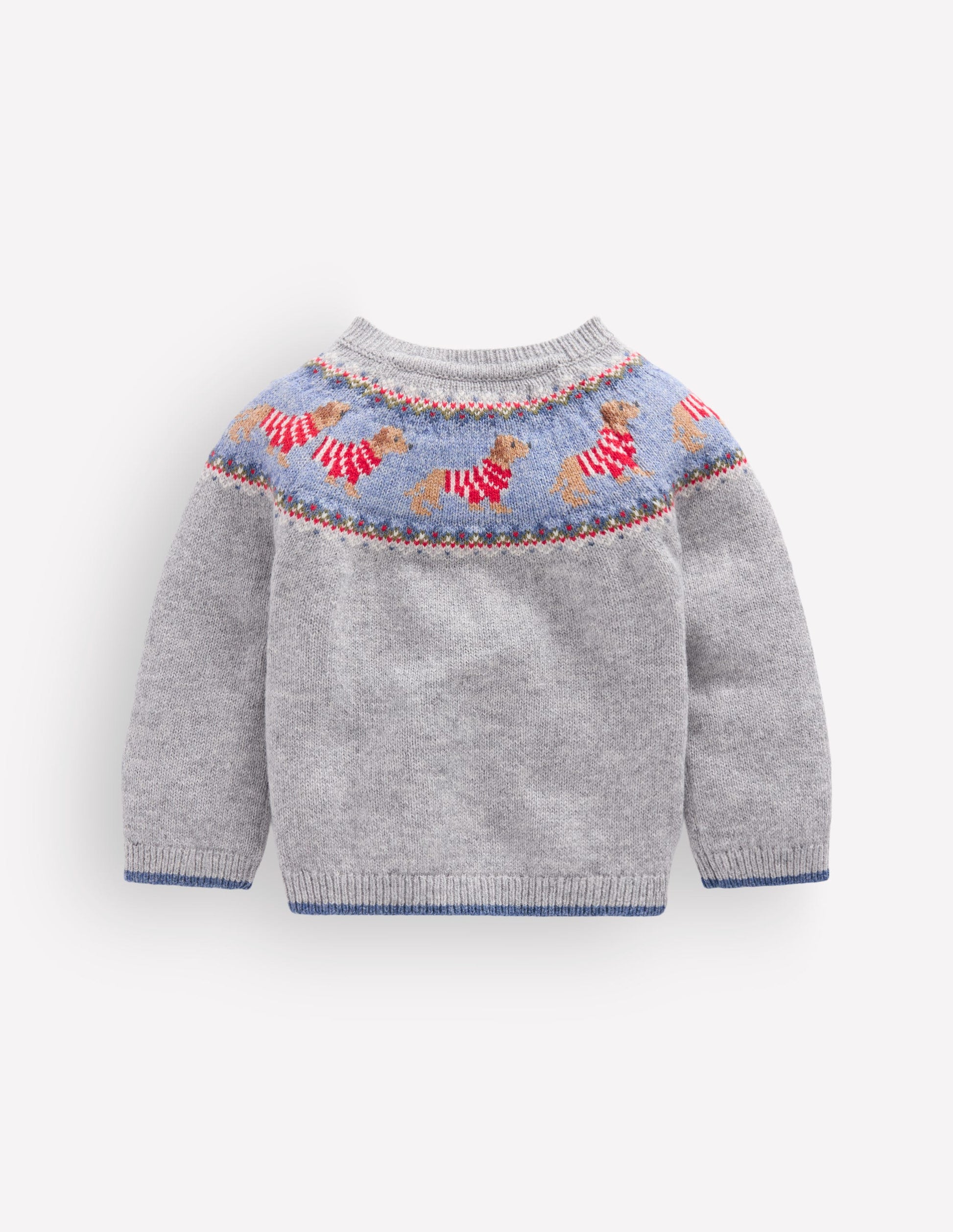Pull motif jacquard-Chiot gris chiné-2