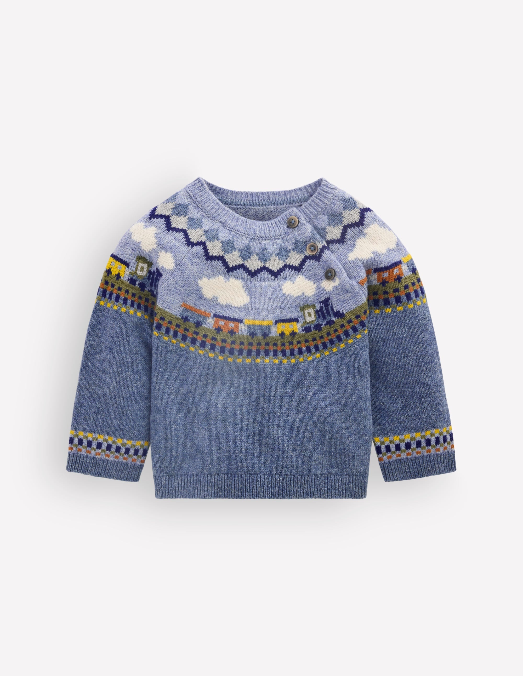 Fair-Isle-Pullover-Gletscherblau Meliert Zug - Image 2