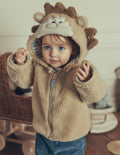 Originelle, kuschelige Teddyfell-Jacke-Braun Igel