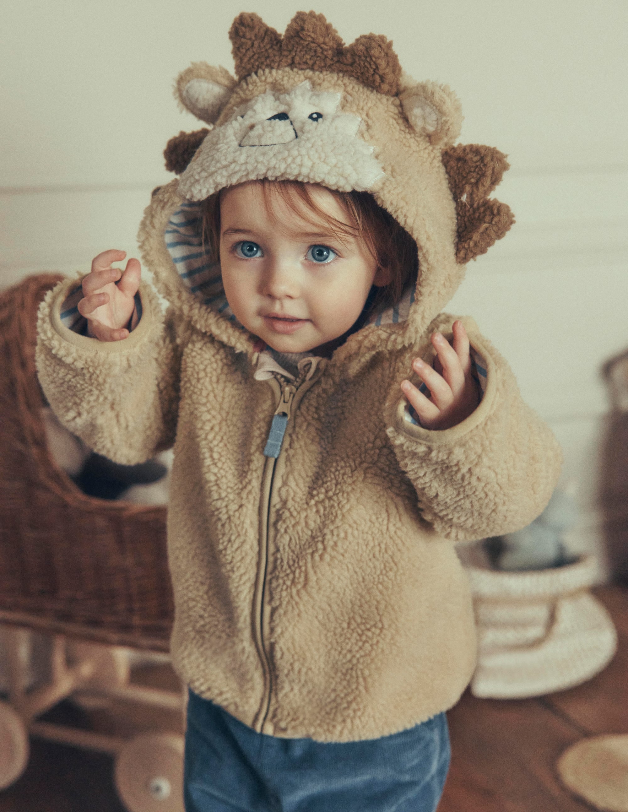 Originelle, kuschelige Teddyfell-Jacke-Braun Igel - Image 1