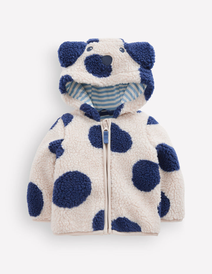 Originelle, kuschelige Teddyfell-Jacke-Marineblau & Naturweiß Hund