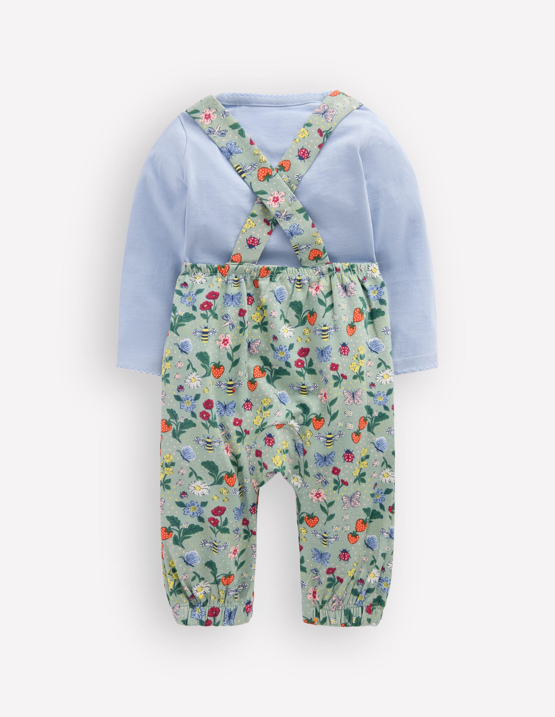 Ensemble avec salopette en jersey-Motif Bee Garden vert-2