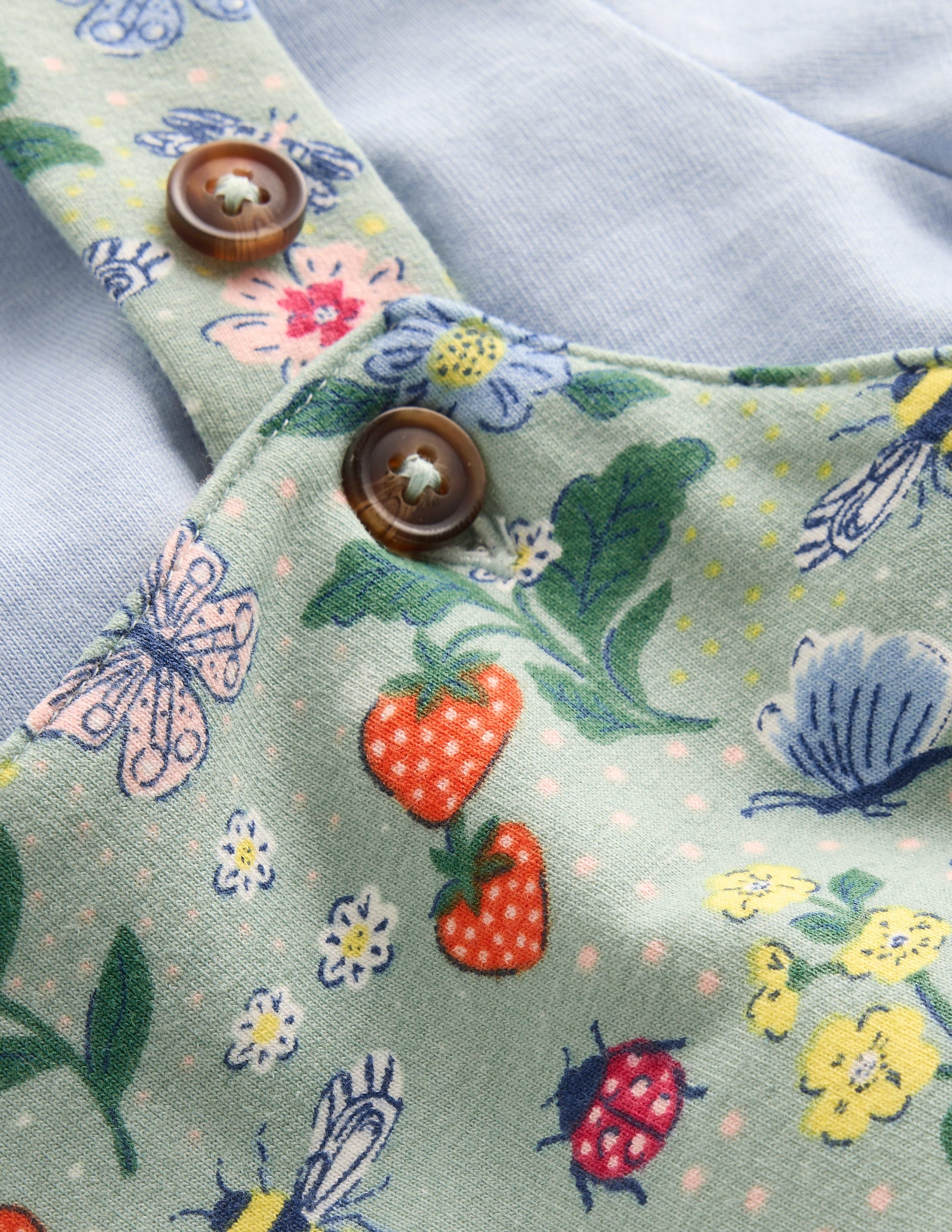 Ensemble avec salopette en jersey-Motif Bee Garden vert-3