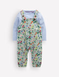 Ensemble avec salopette en jersey-Motif Bee Garden vert