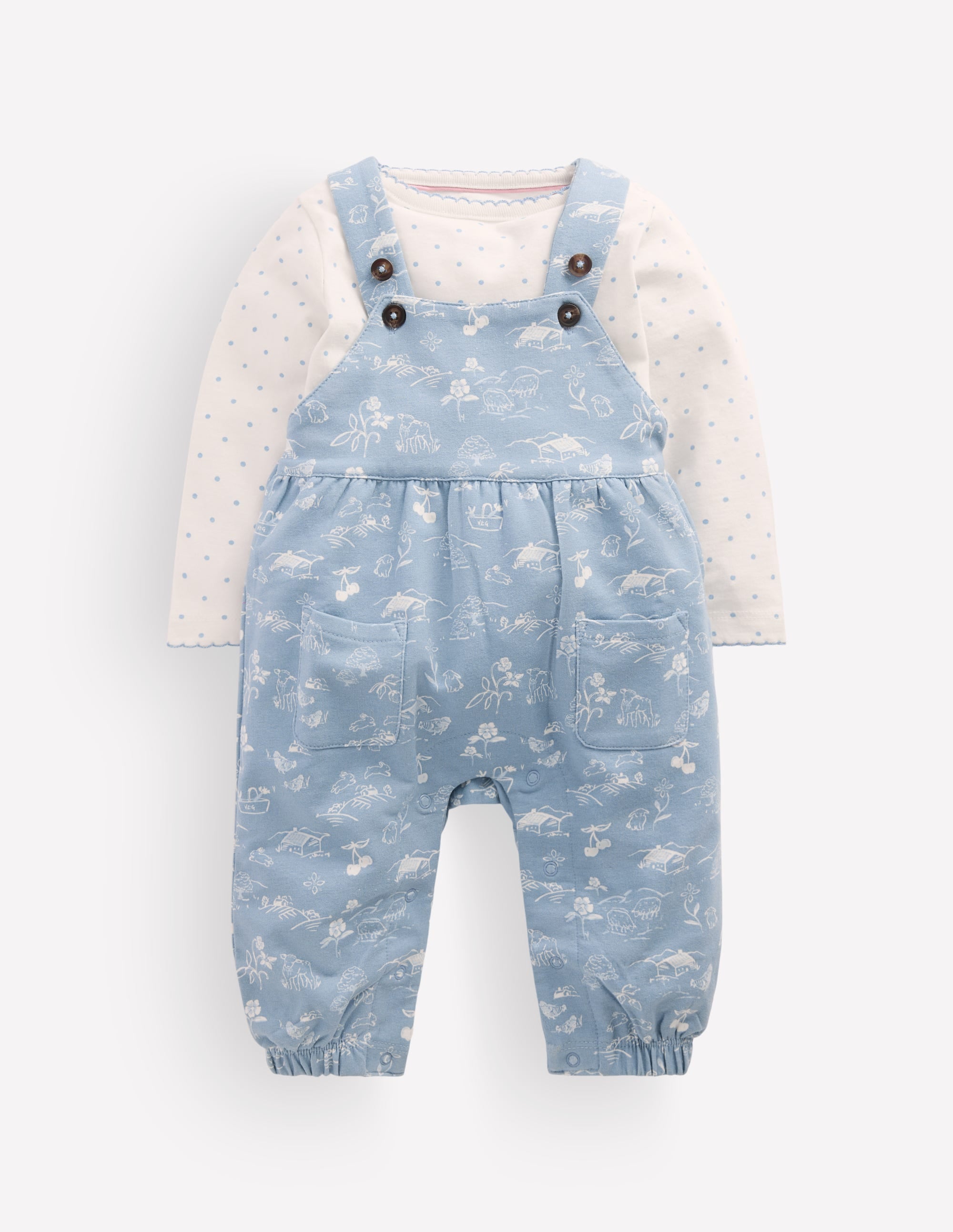 Latzhosen-Set aus Jersey-Blau Linear Farm - Image 1