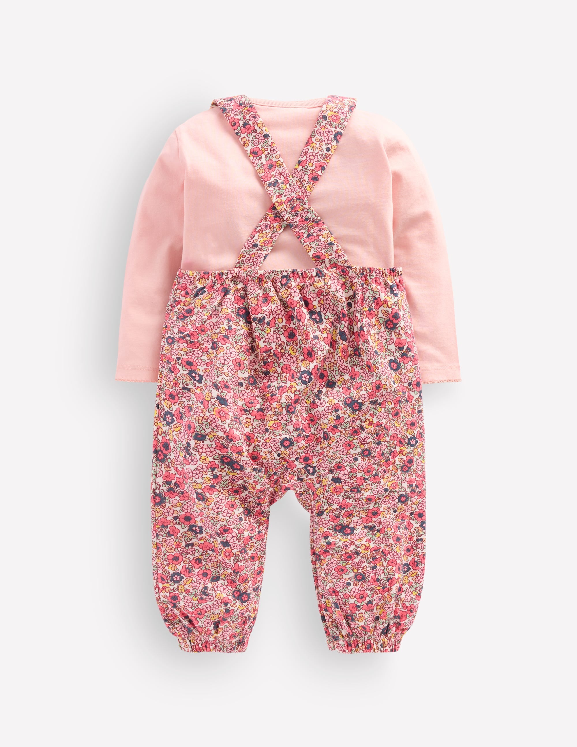 Ensemble avec salopette en jersey-Motif petites fleurs multi - Image 2