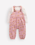 Ensemble avec salopette en jersey-Canards rose