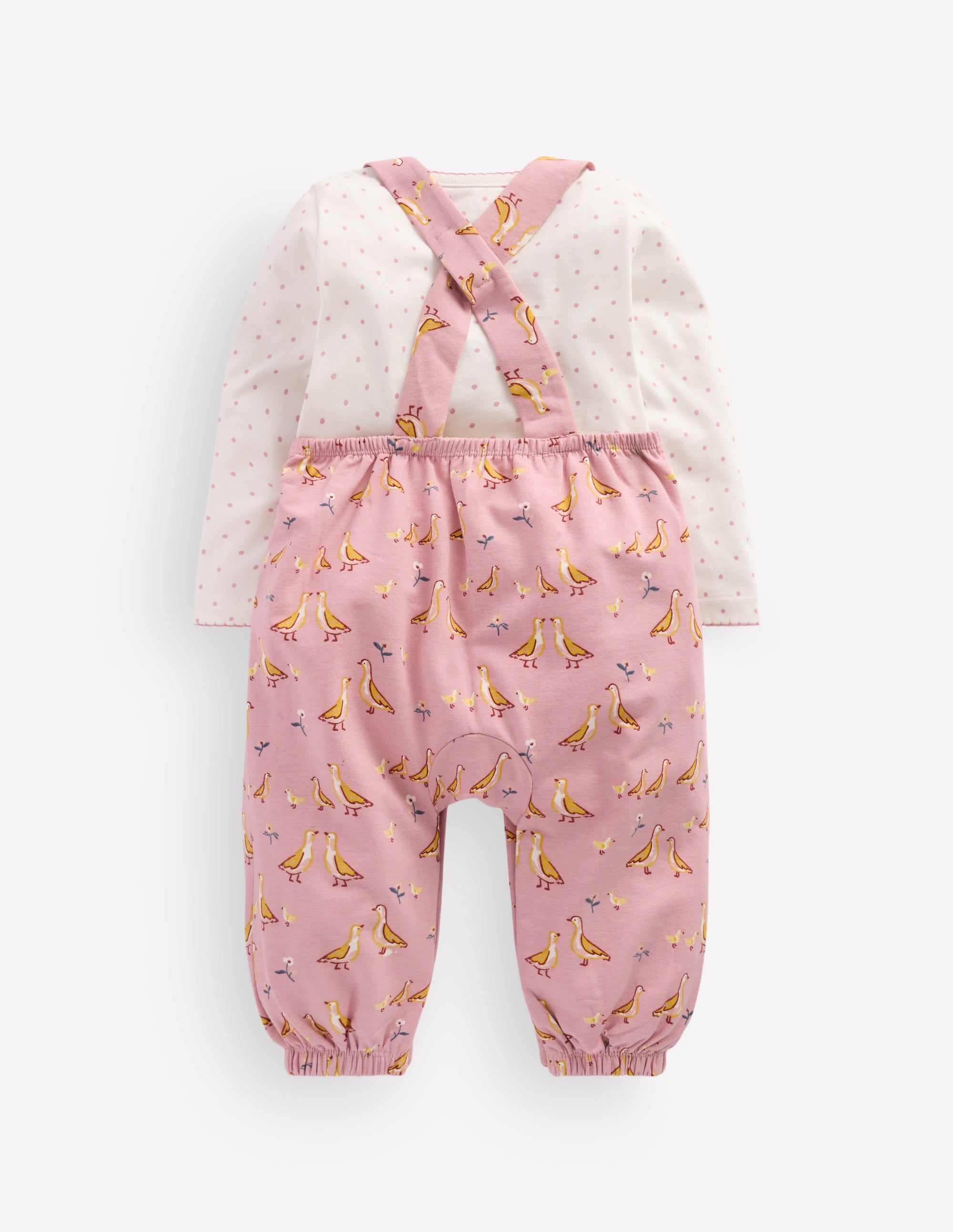 Ensemble avec salopette en jersey-Canards rose - Image 2