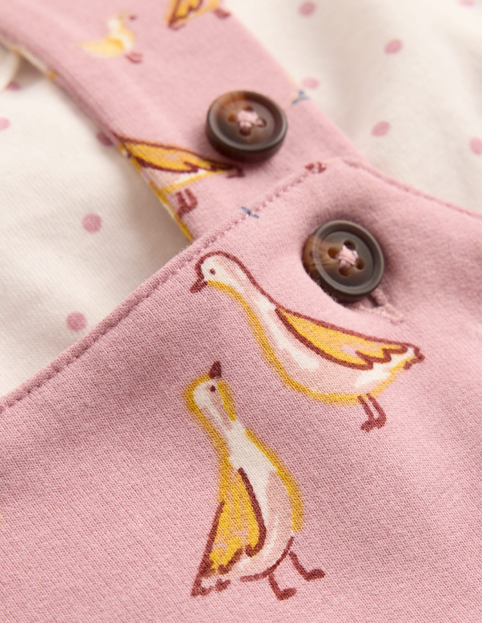 Ensemble avec salopette en jersey-Canards rose-3