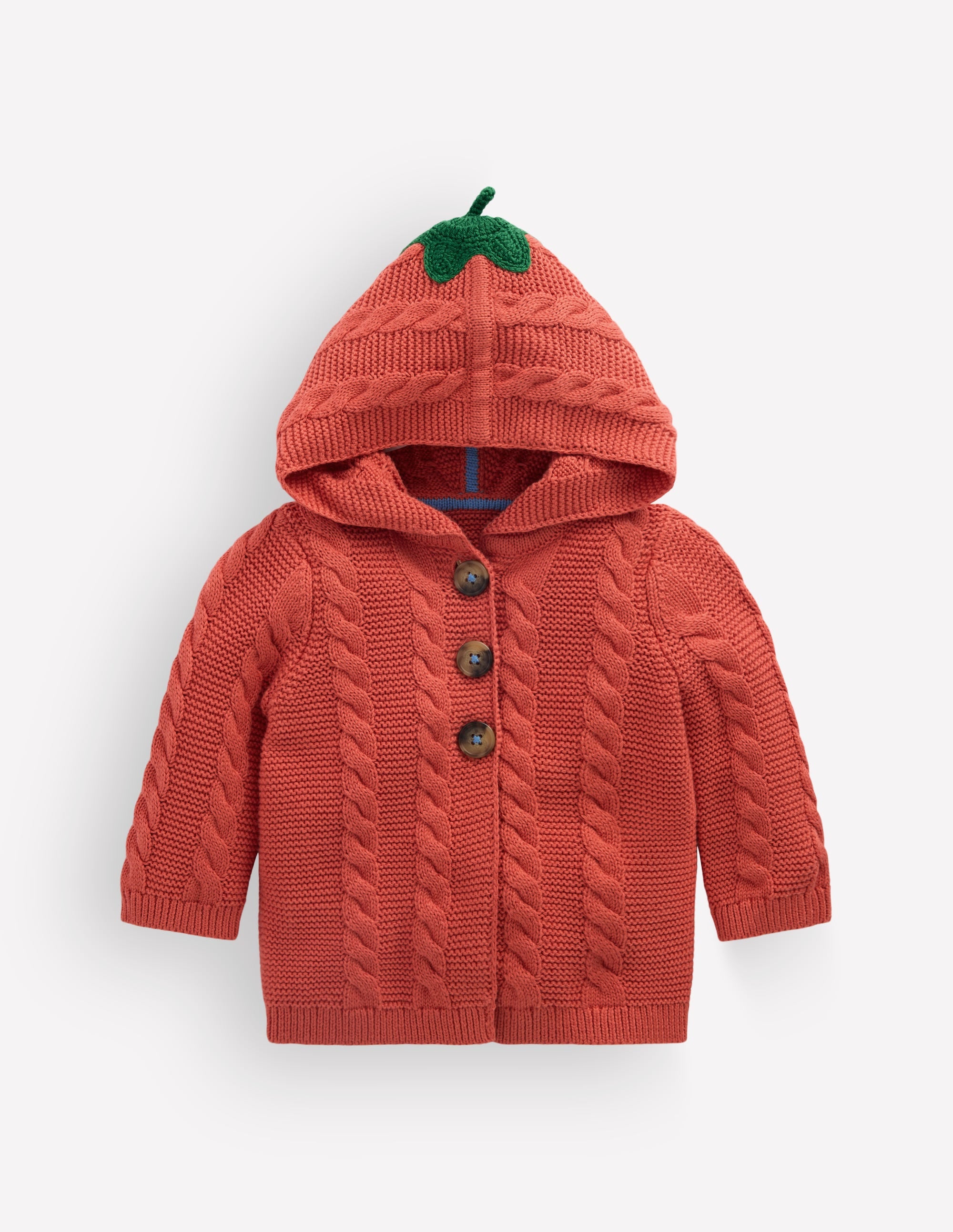 Originelle, gestrickte Baumwolljacke-Terrakotta-Ton Kürbis - Image 4