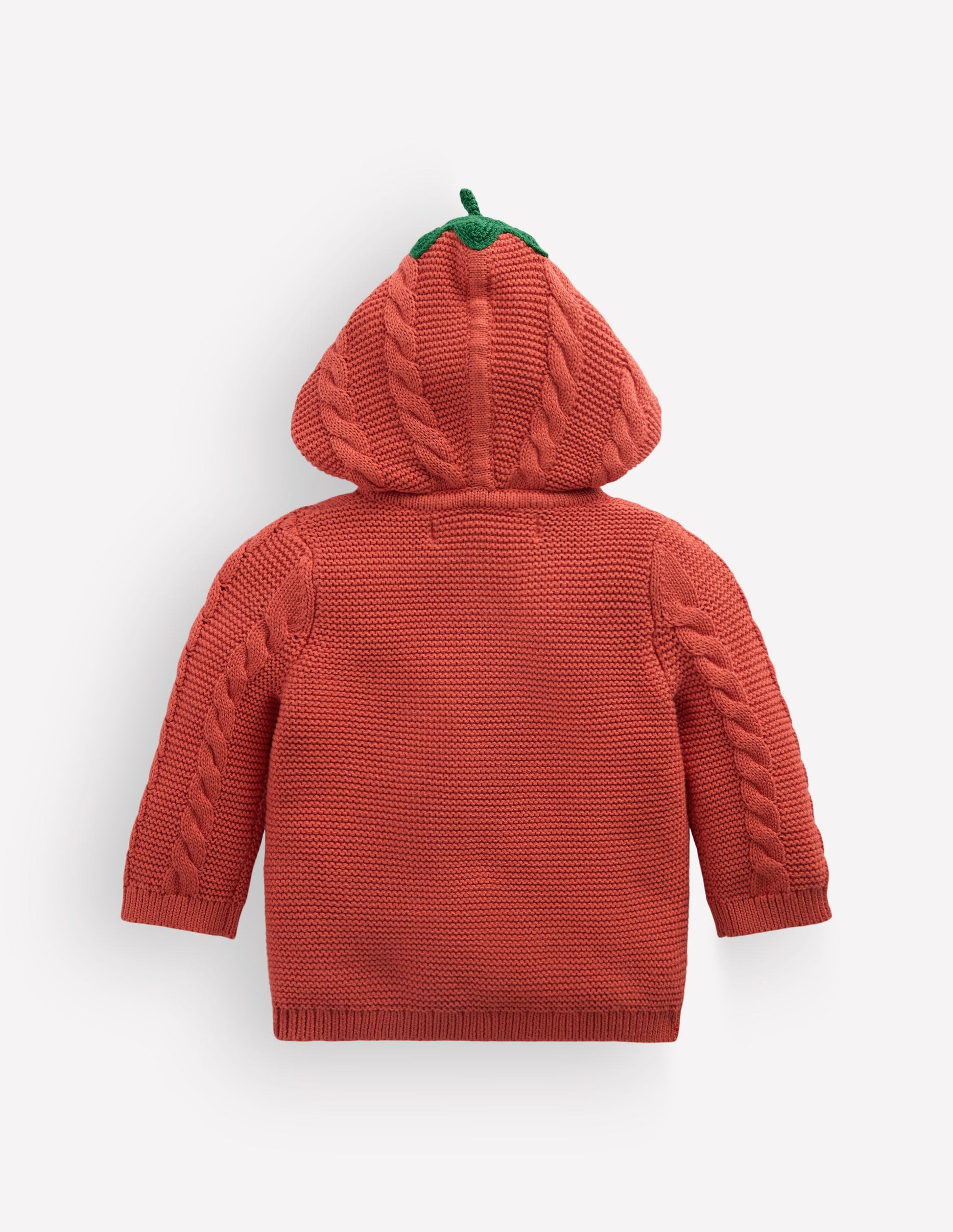 Originelle, gestrickte Baumwolljacke-Terrakotta-Ton Kürbis-5