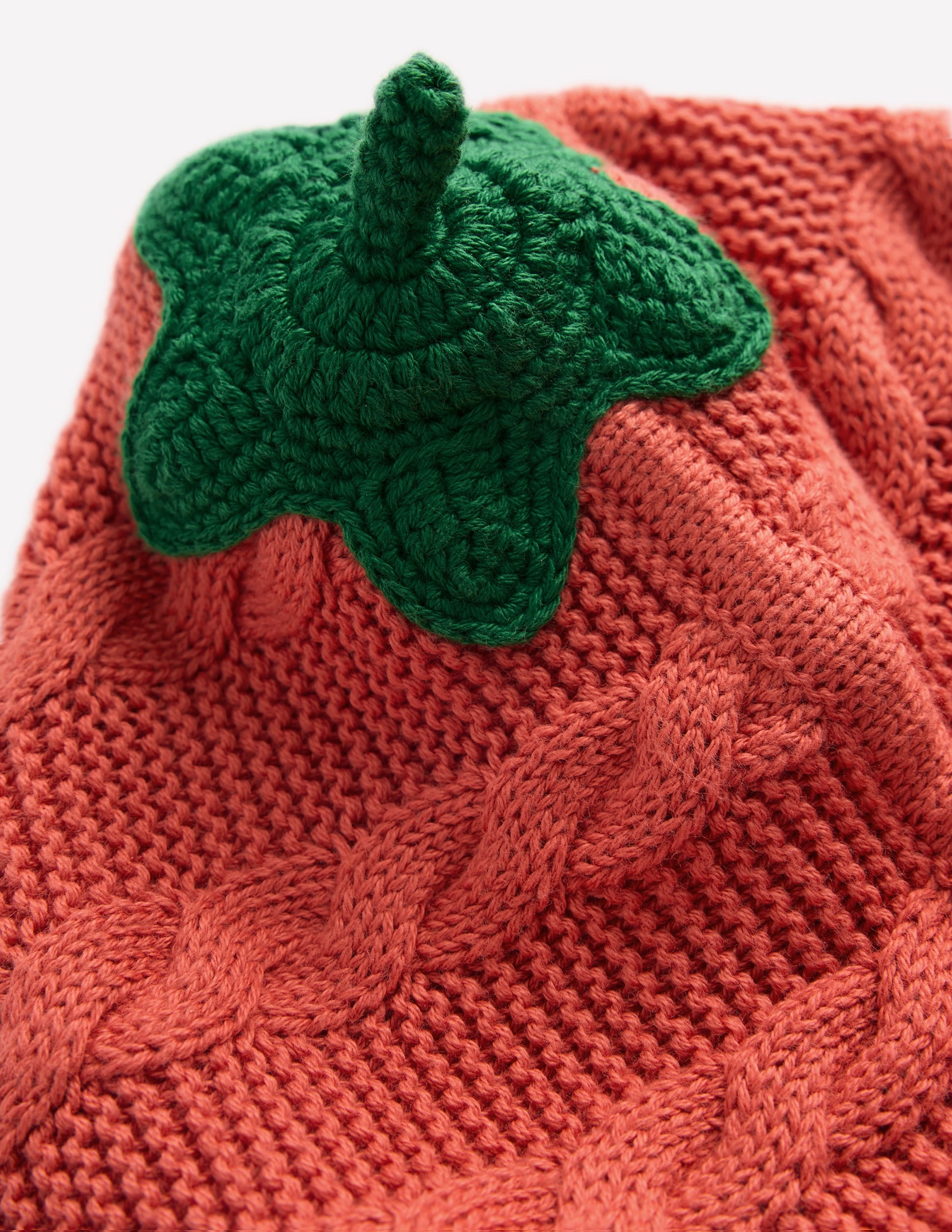 Originelle, gestrickte Baumwolljacke-Terrakotta-Ton Kürbis-6