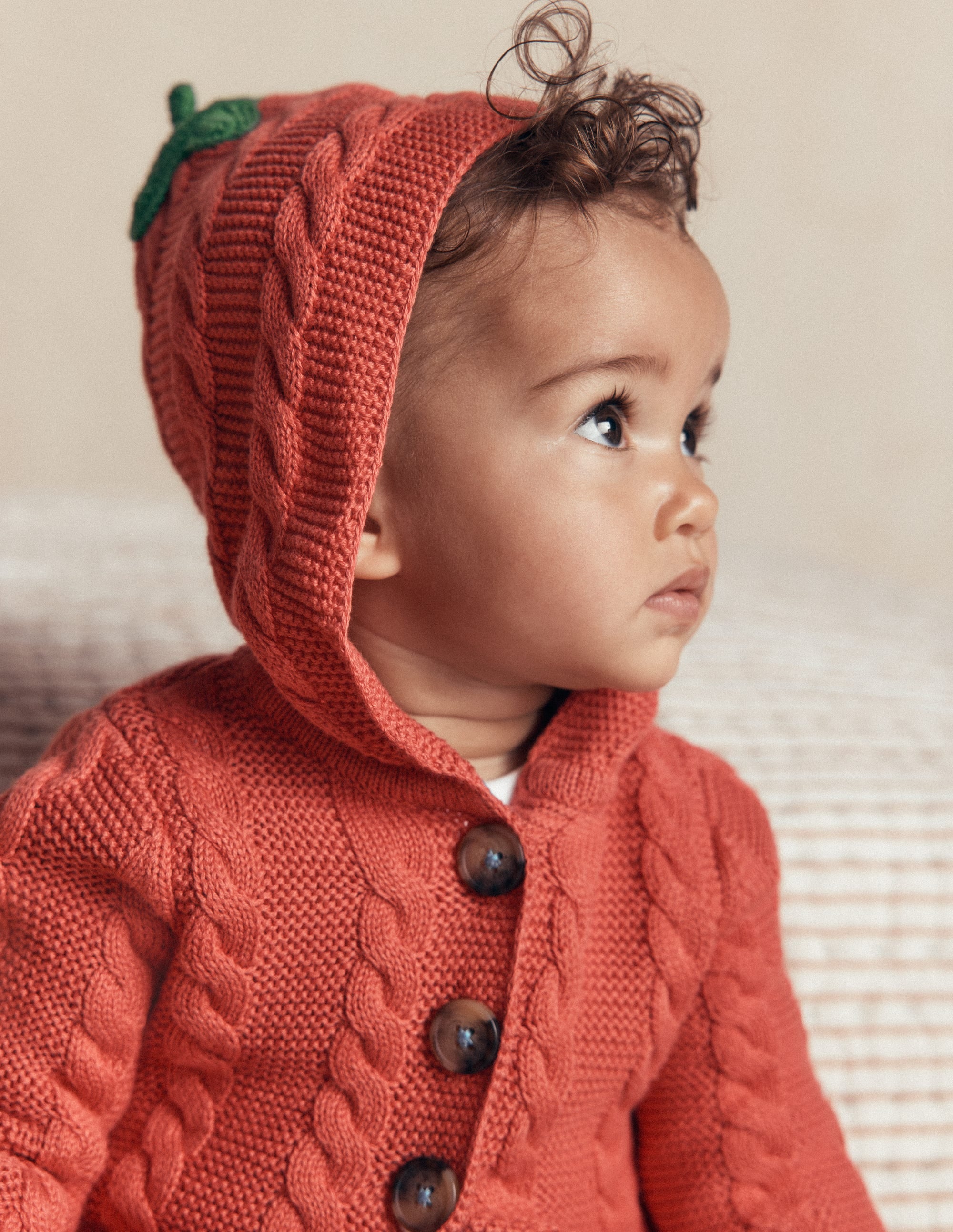 Originelle, gestrickte Baumwolljacke-Terrakotta-Ton Kürbis - Image 2