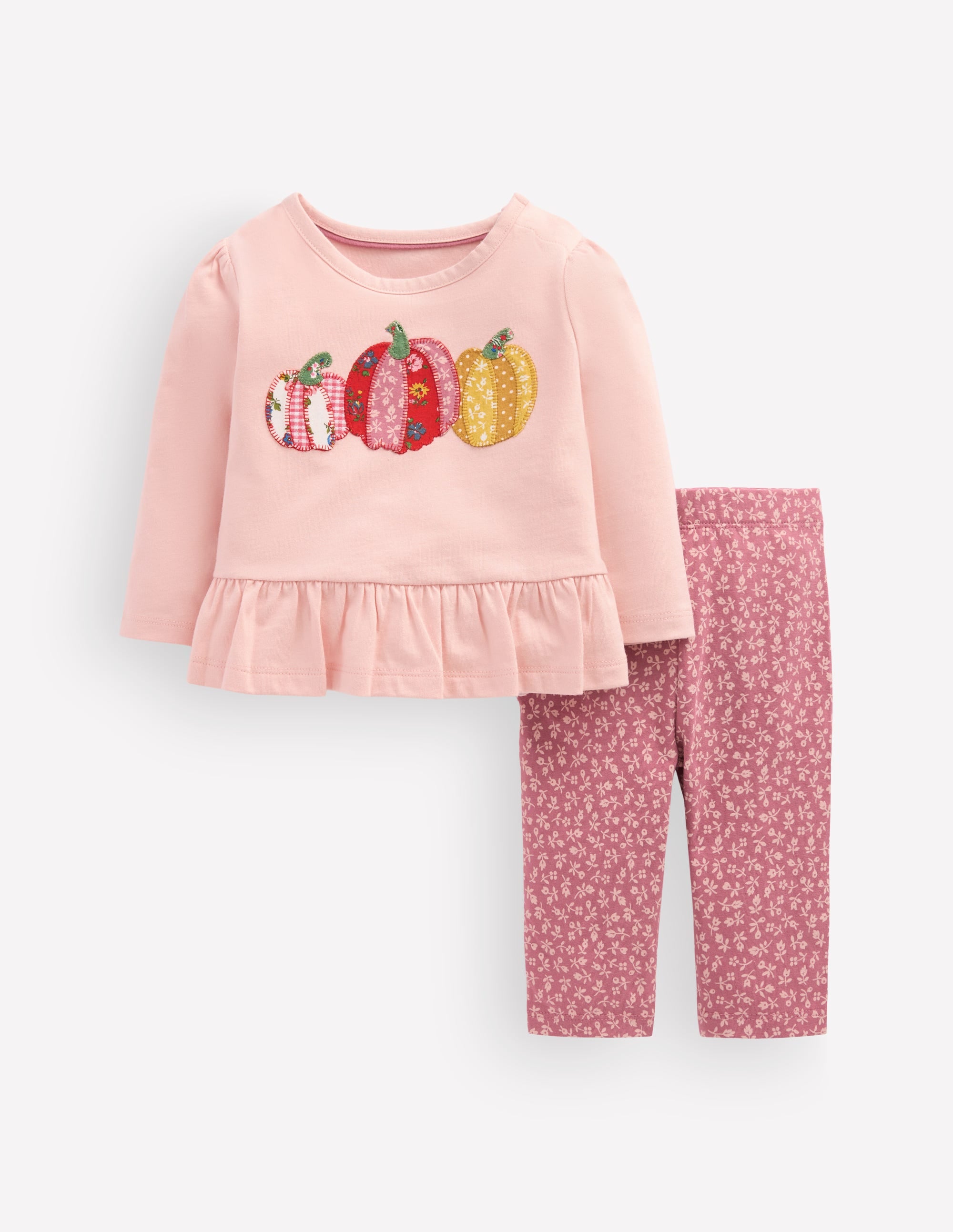 Ensemble en jersey à appliqué-Citrouilles patchwork rose - Image 3