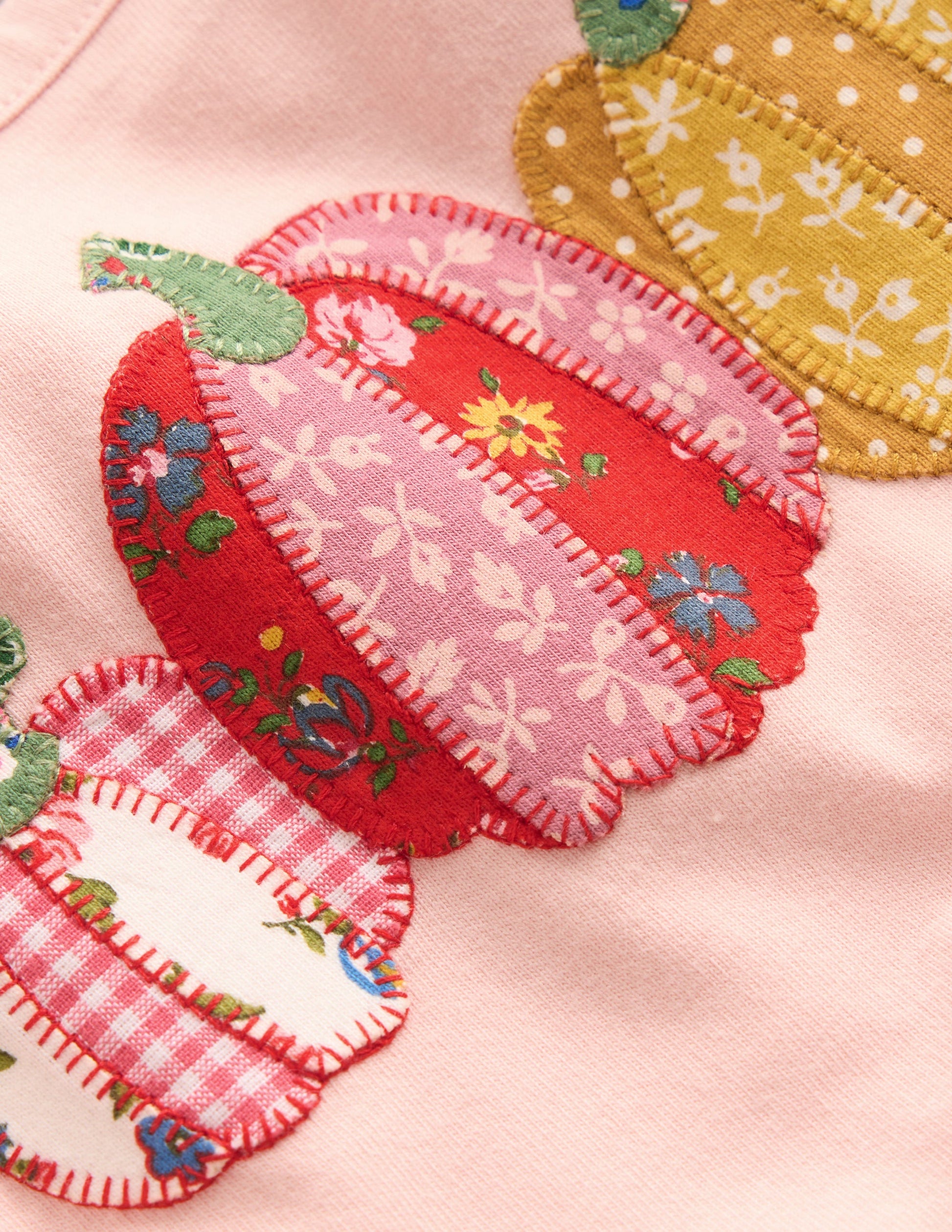 Ensemble en jersey à appliqué-Citrouilles patchwork rose-5