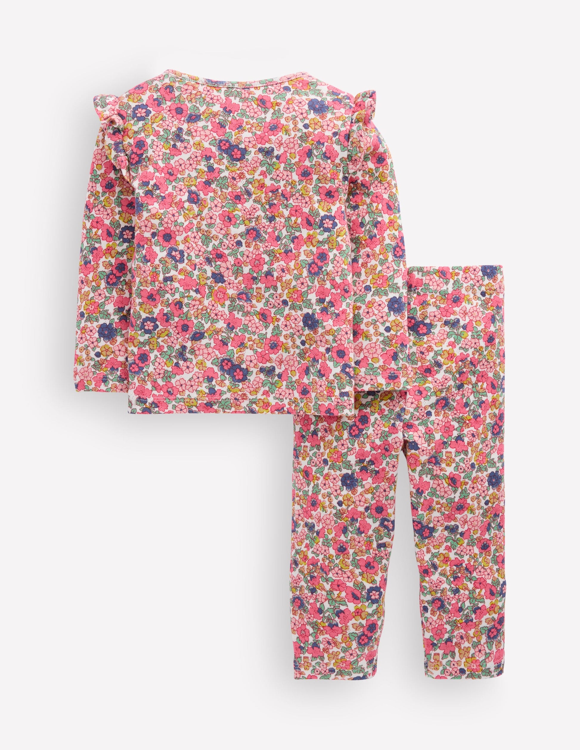 Ensemble en coton et pointelle-Motif petites fleurs multi-2