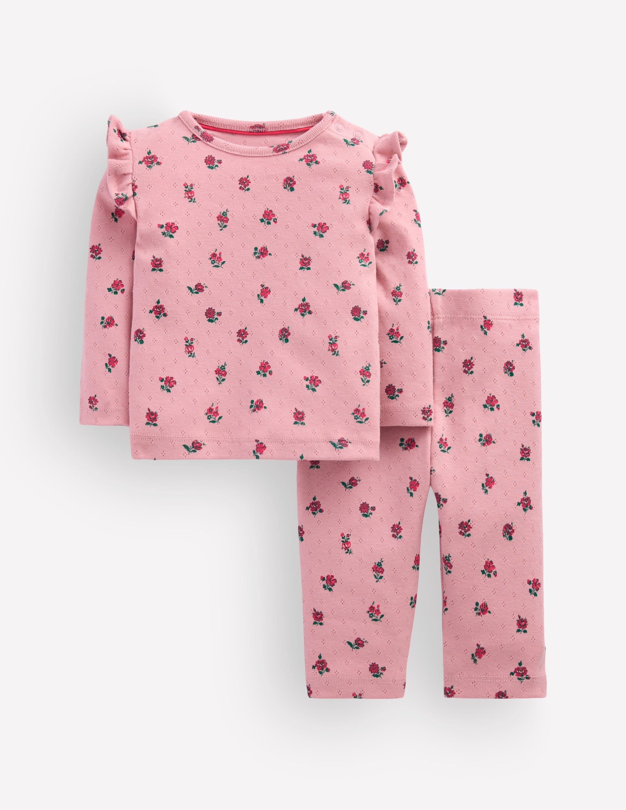 Pointelle-Set aus Baumwolle-Rosa Blumenmuster - Image 1