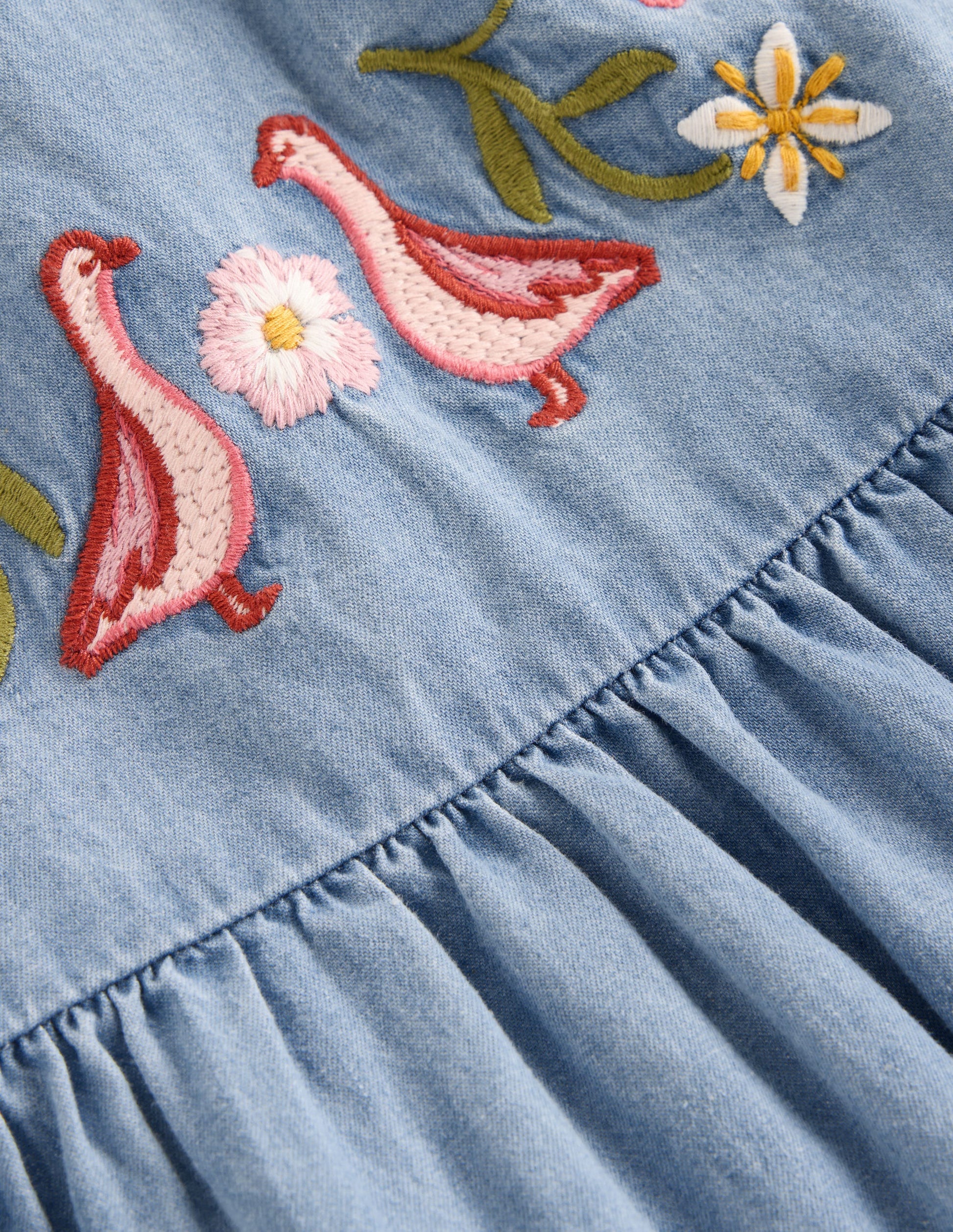 Ensemble avec robe chasuble brodée-Chambray brodé-3