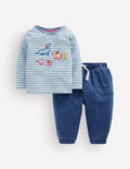 Ensemble en jersey à appliqué-Chiot bleu