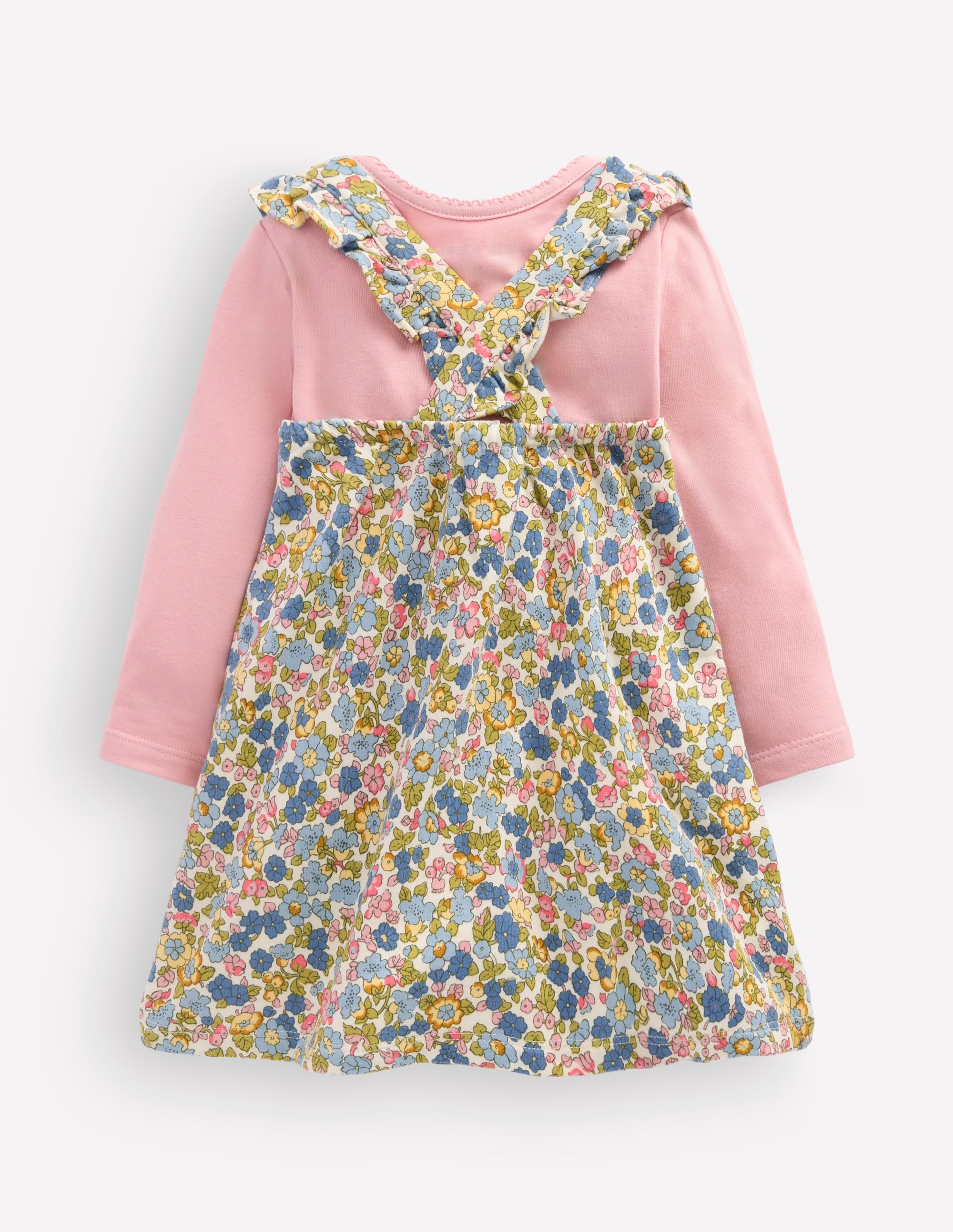 Ensemble robe chasuble en jersey-Motif petites fleurs bleu multi - Image 2
