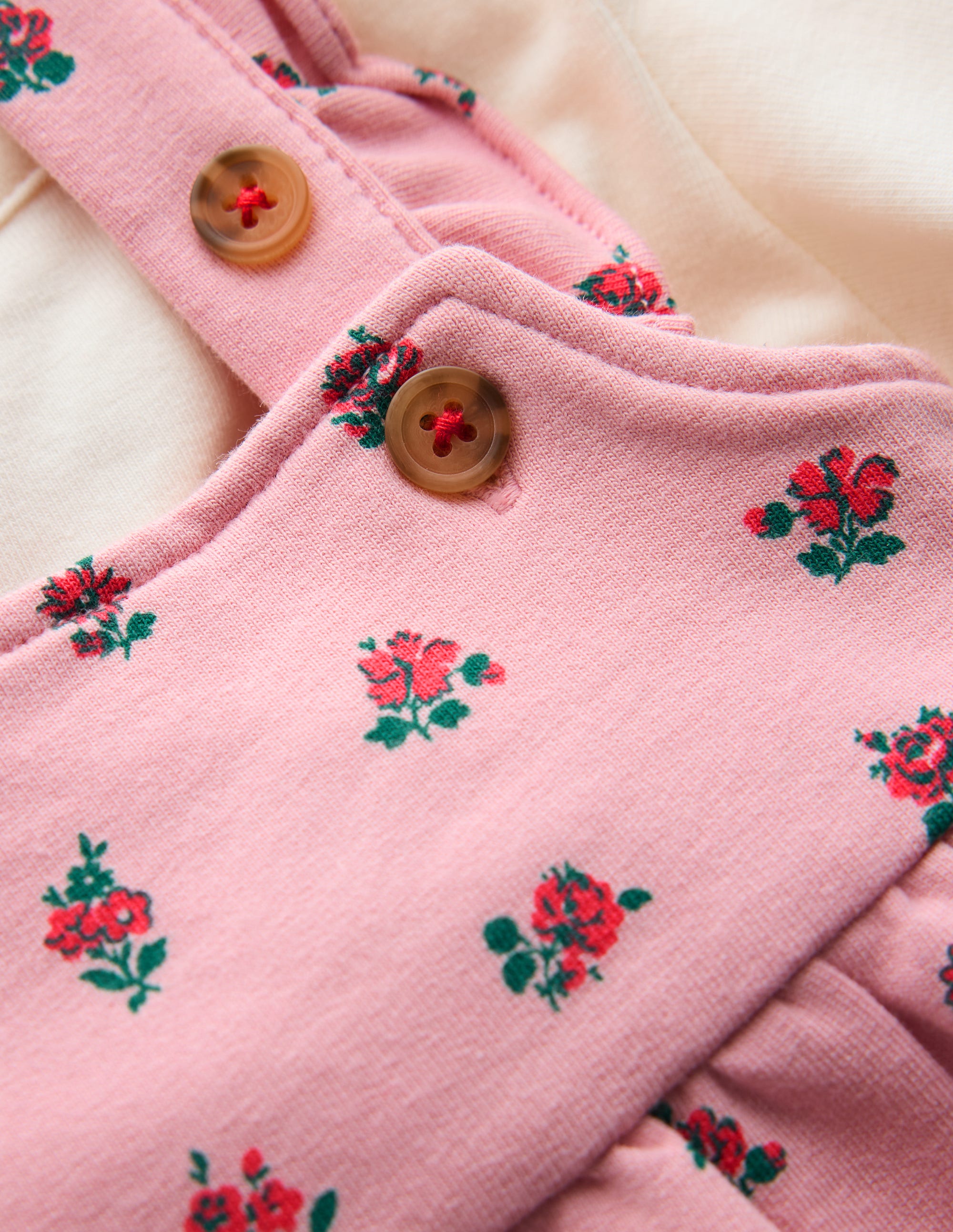 Schürzenkleid-Set aus Jersey-Rosa Kleine Vintage-Rosen - Image 3