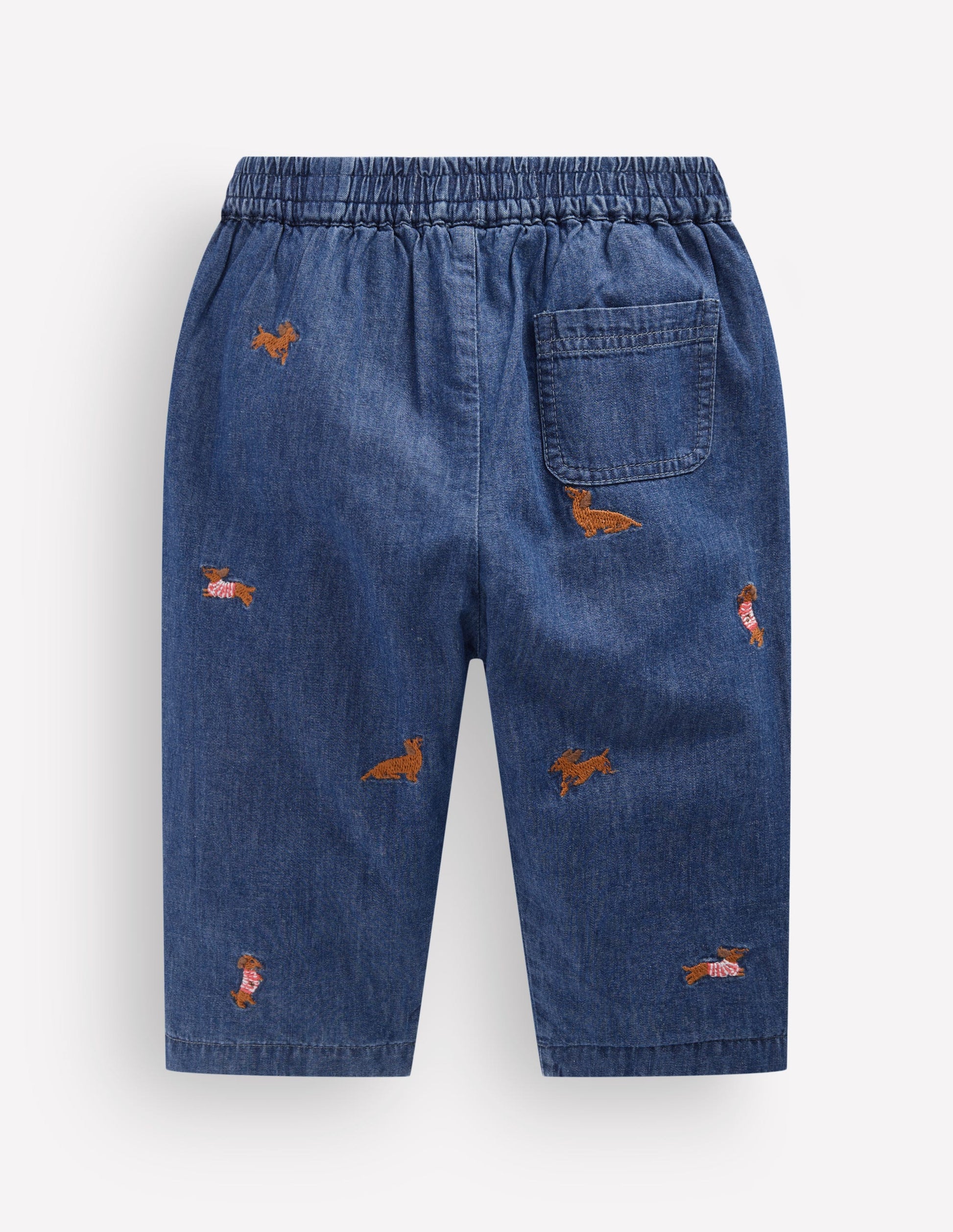 Bestickte Chambray-Hose-Chambray Hunde-2