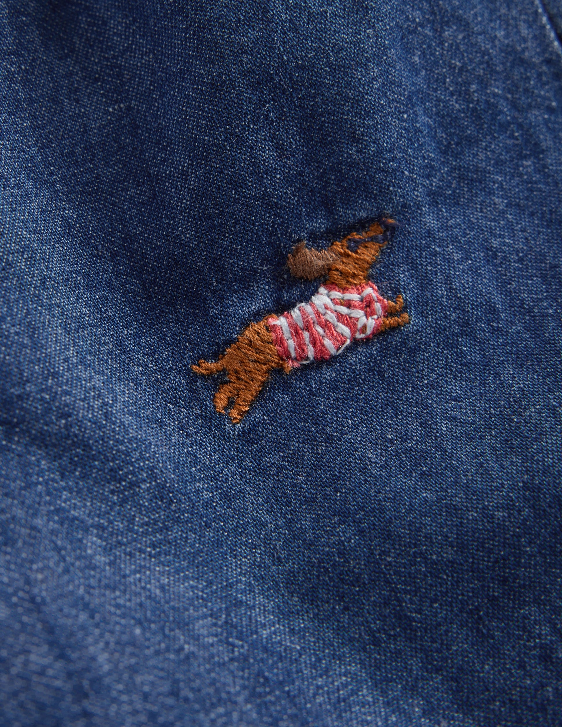 Bestickte Chambray-Hose-Chambray Hunde-3
