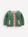 Cosy Borg Button-Down Jacket-Larch Green Floral