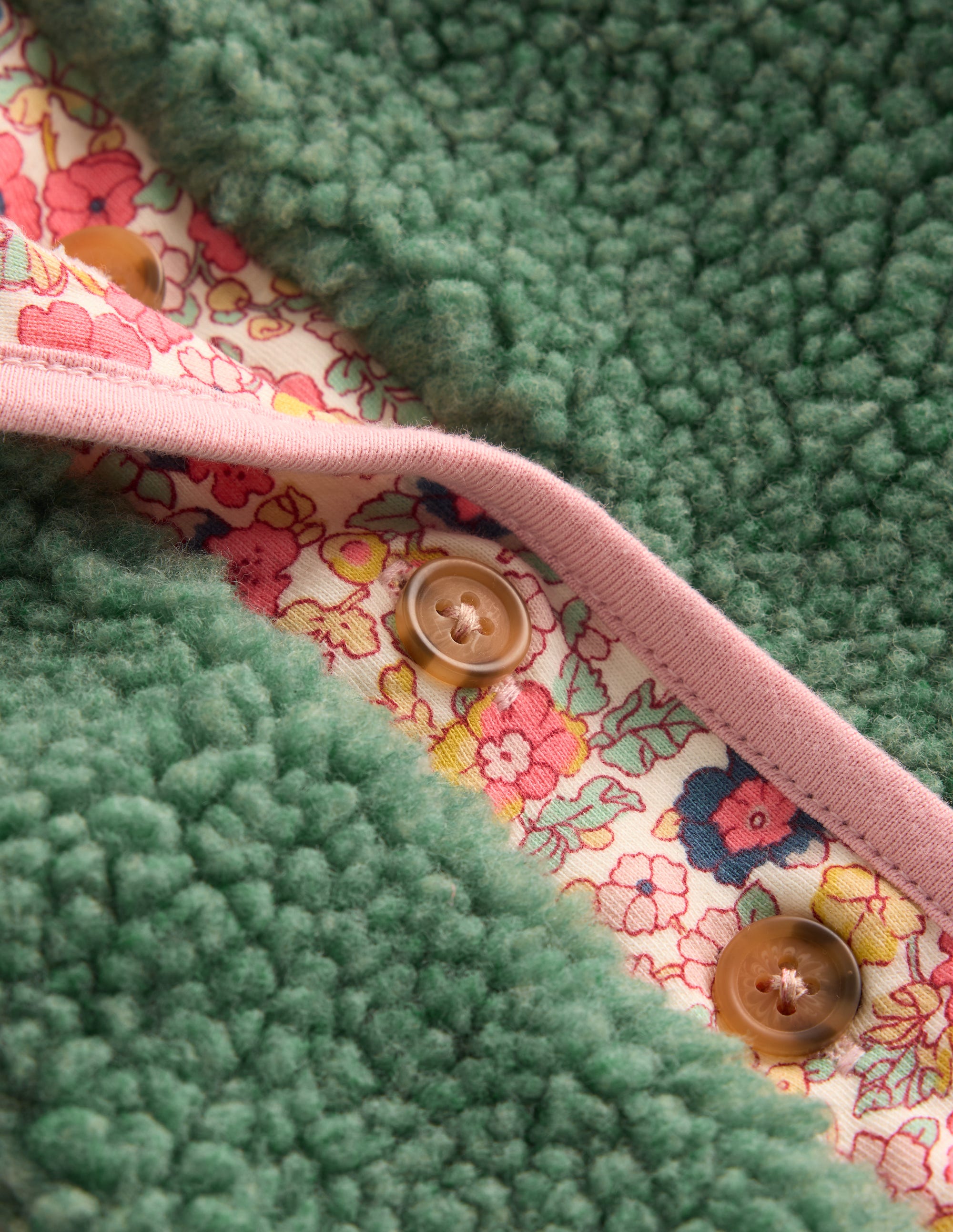 Cosy Borg Button-Down Jacket-Larch Green Floral - Image 4
