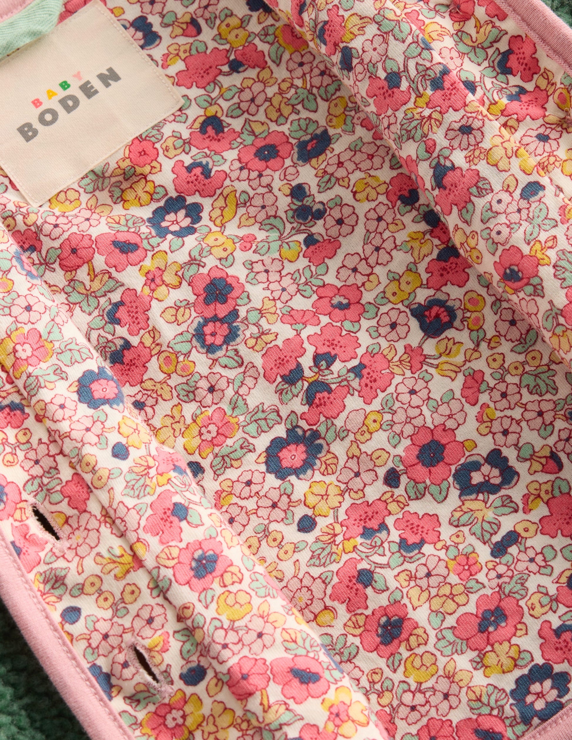 Cosy Borg Button-Down Jacket-Larch Green Floral-5
