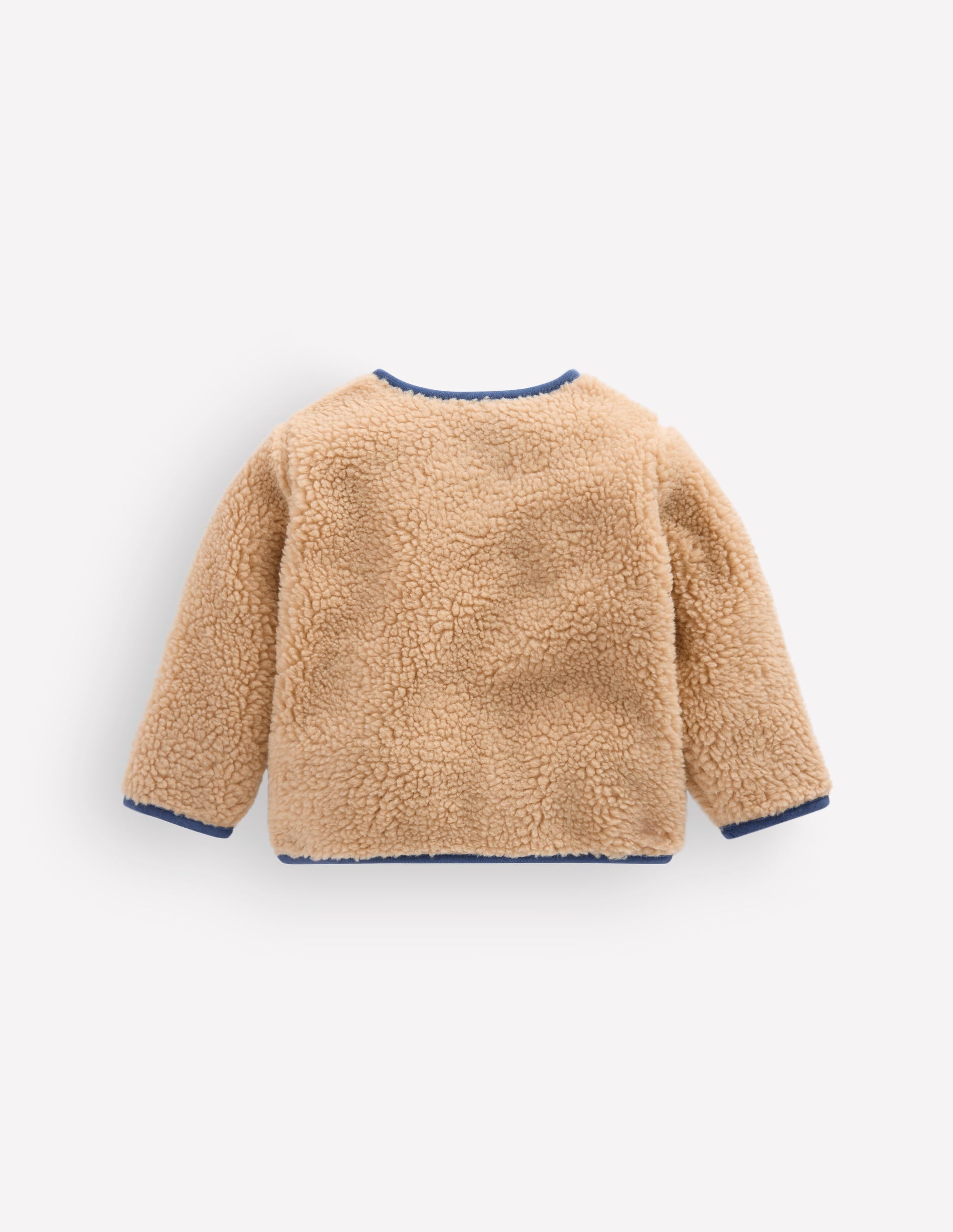 Cosy Borg Button-Down Jacket-Brown/Blue - Image 3