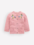 Bestickte Baumwoll-Strickjacke-Vintage-Rosa Mini-Stickerei