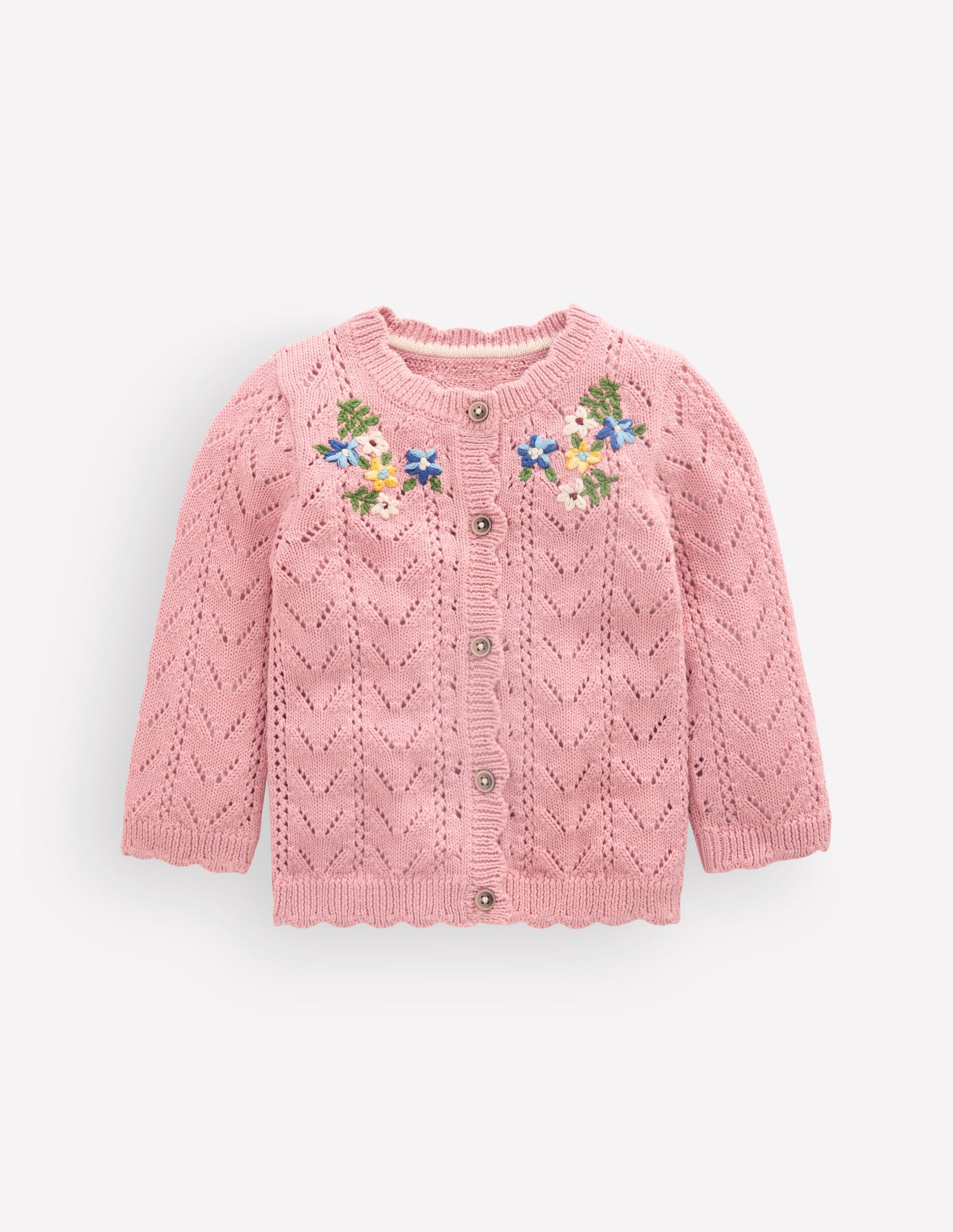 Bestickte Baumwoll-Strickjacke-Vintage-Rosa Mini-Stickerei-2