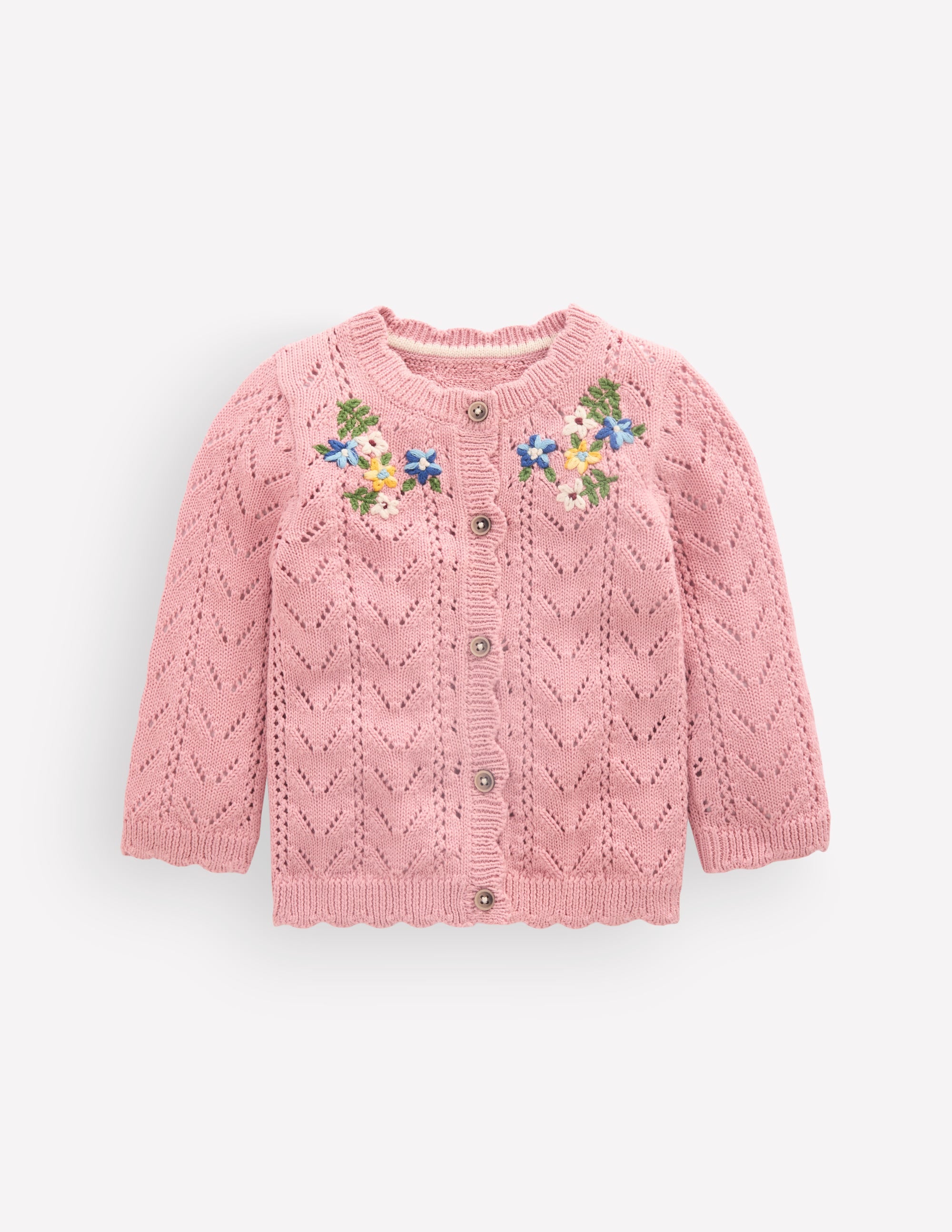 Bestickte Baumwoll-Strickjacke-Vintage-Rosa Mini-Stickerei - Image 2