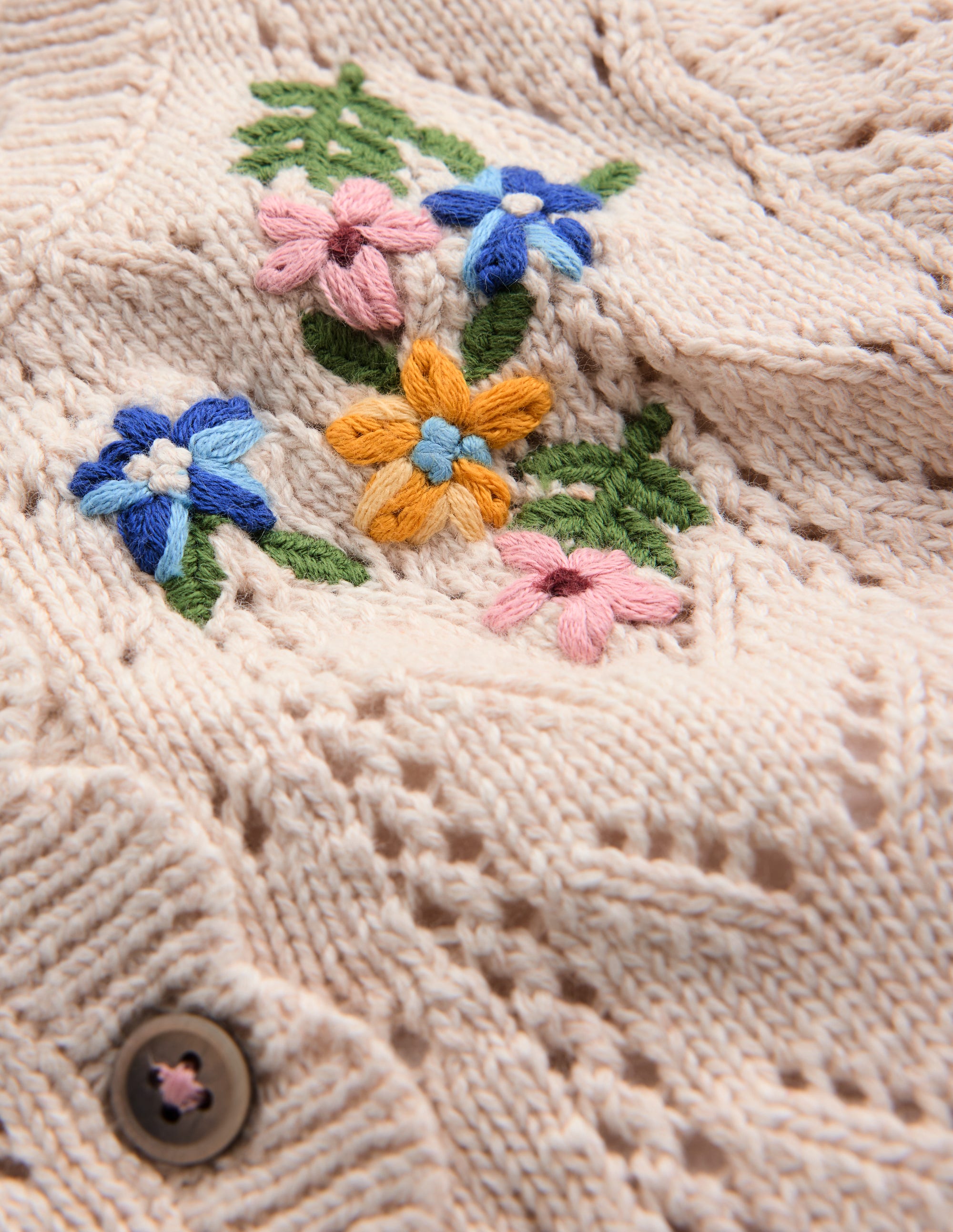 Gilet brodé en coton-Broderie mini écru chiné - Image 3