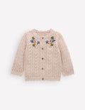 Gilet brodé en coton-Broderie mini écru chiné